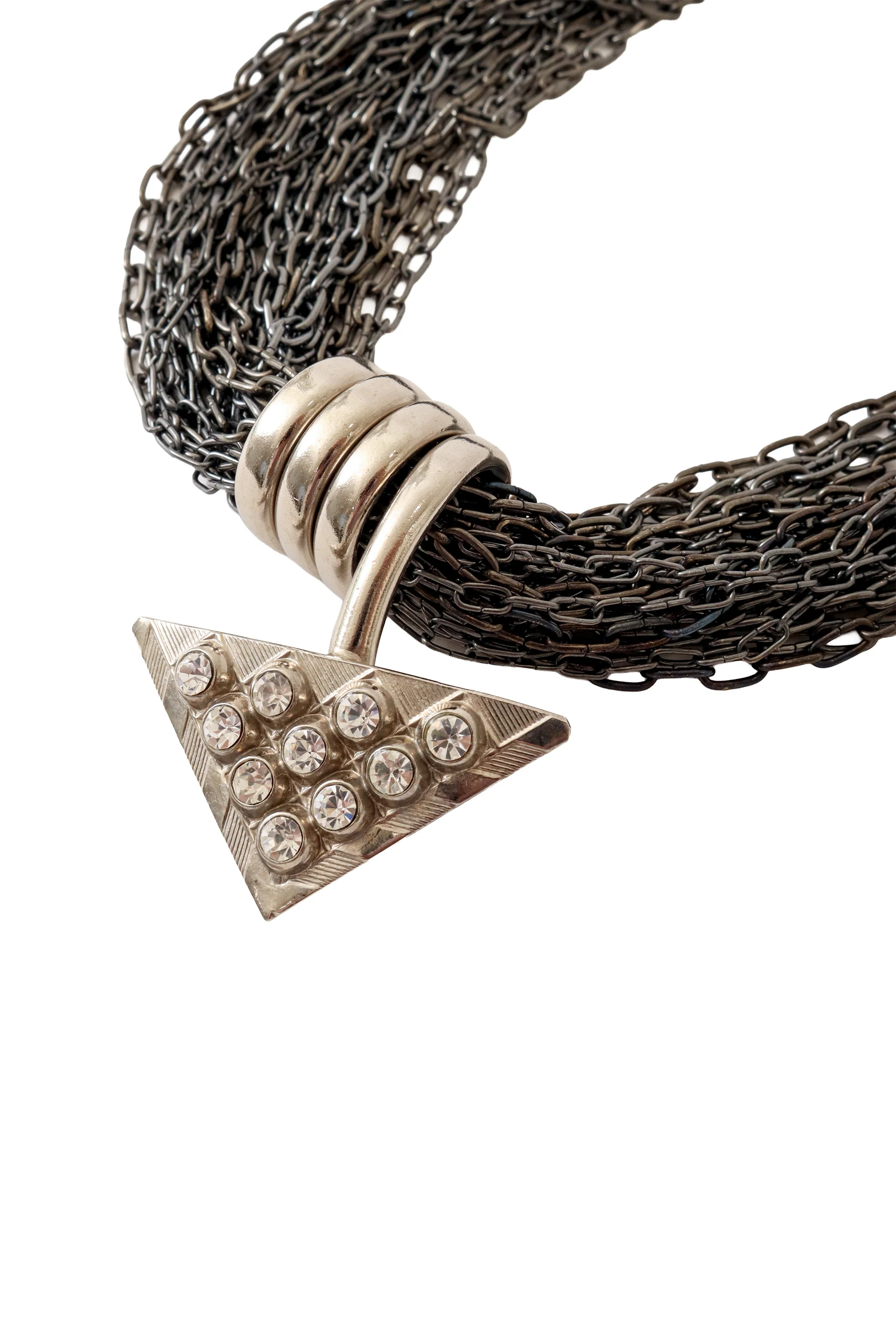 Silver Triangle Multi-Chain Necklace - Image 3