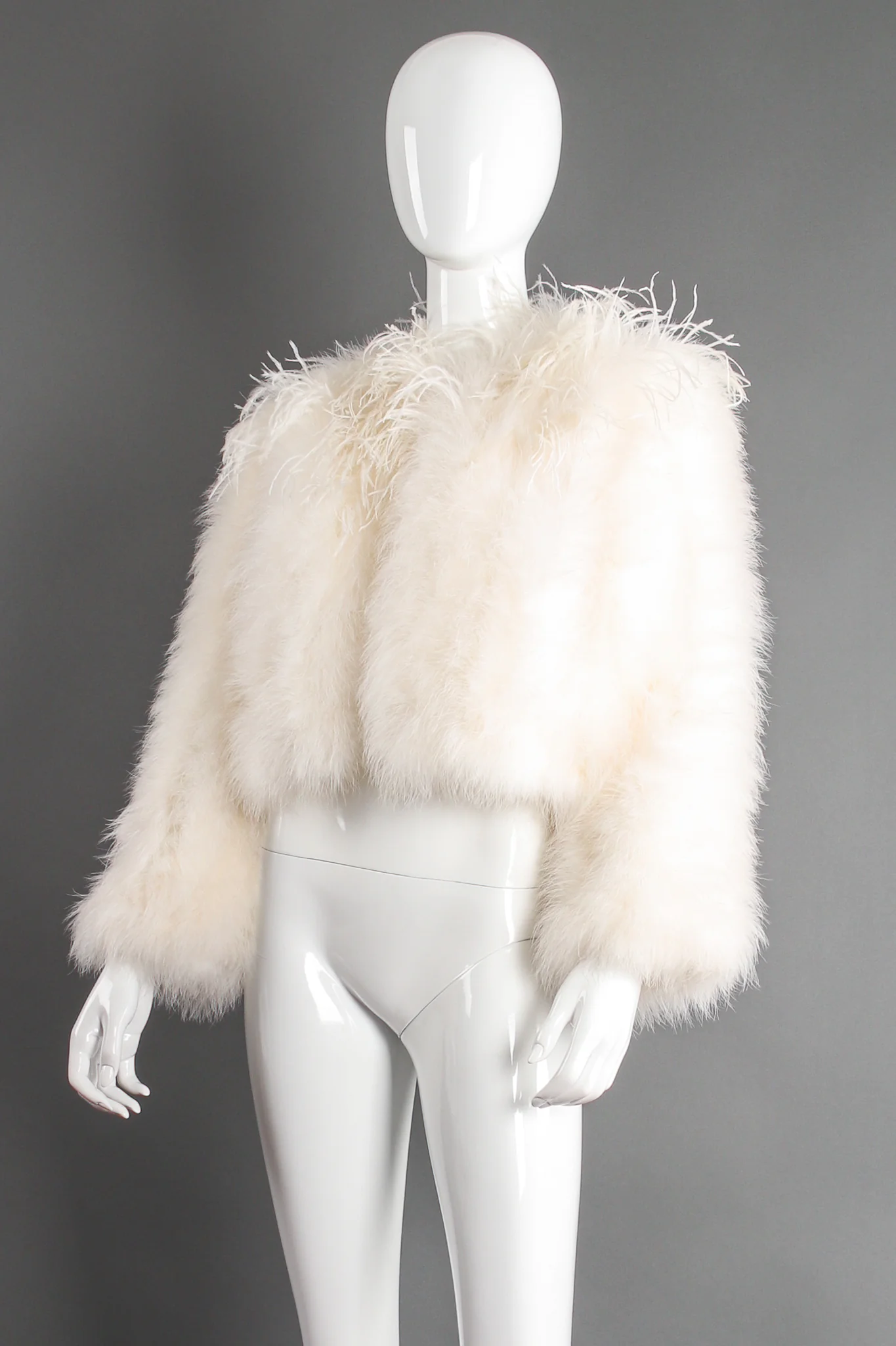 Chubby Cropped Marabou Jacket - Image 5