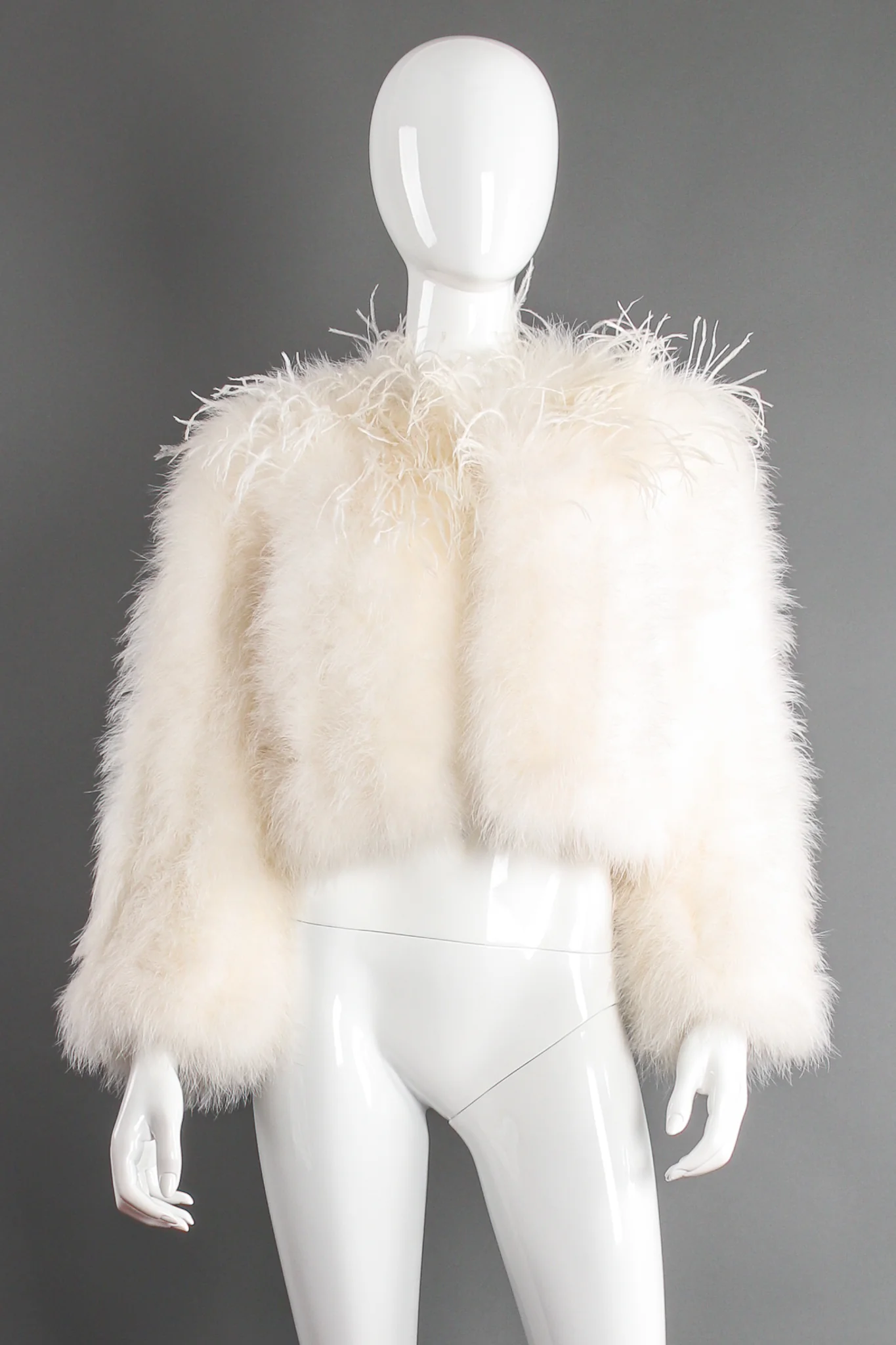 Chubby Cropped Marabou Jacket - Image 7