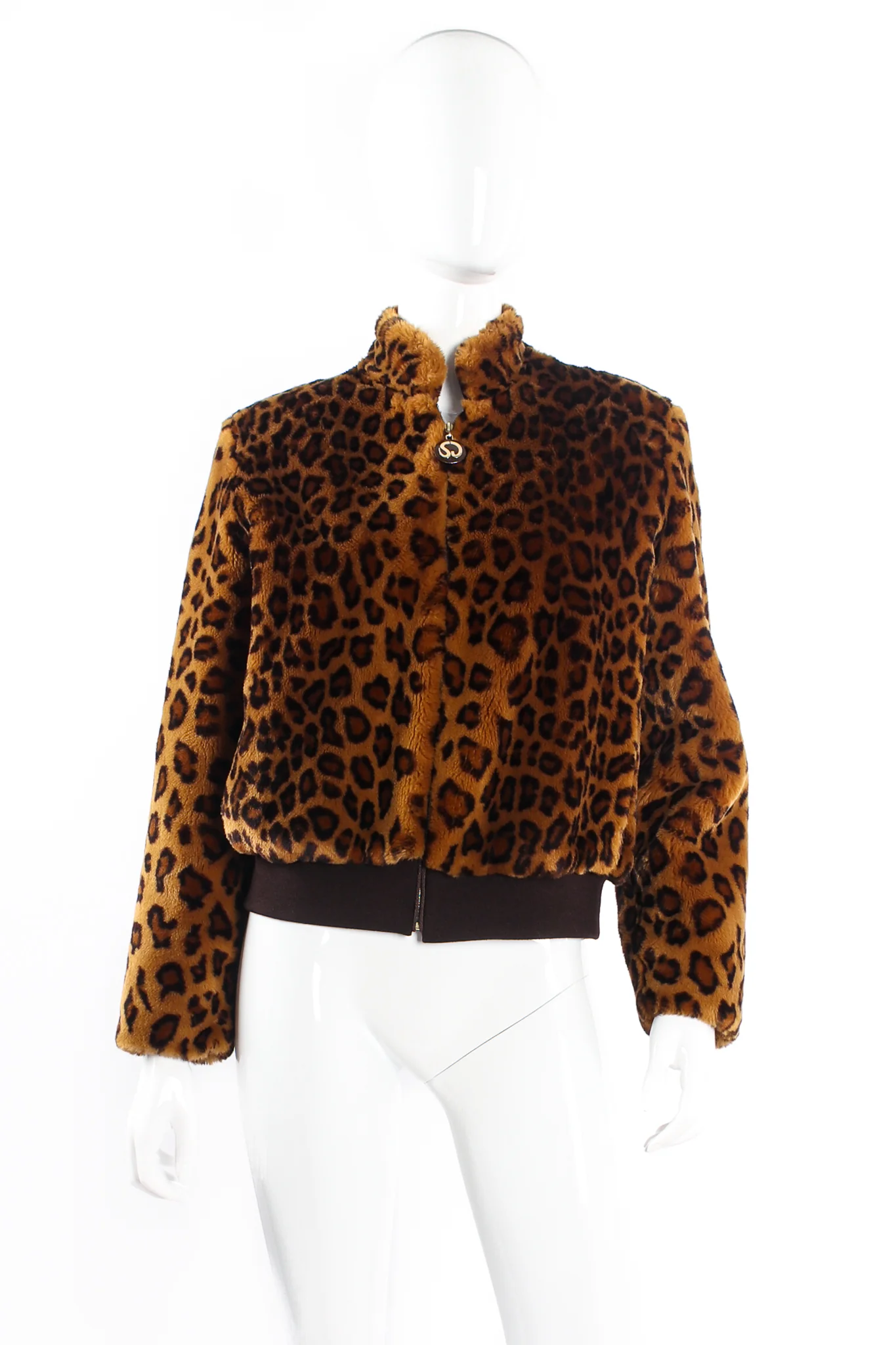 Chubby Faux Leopard Bomber Jacket - Image 4