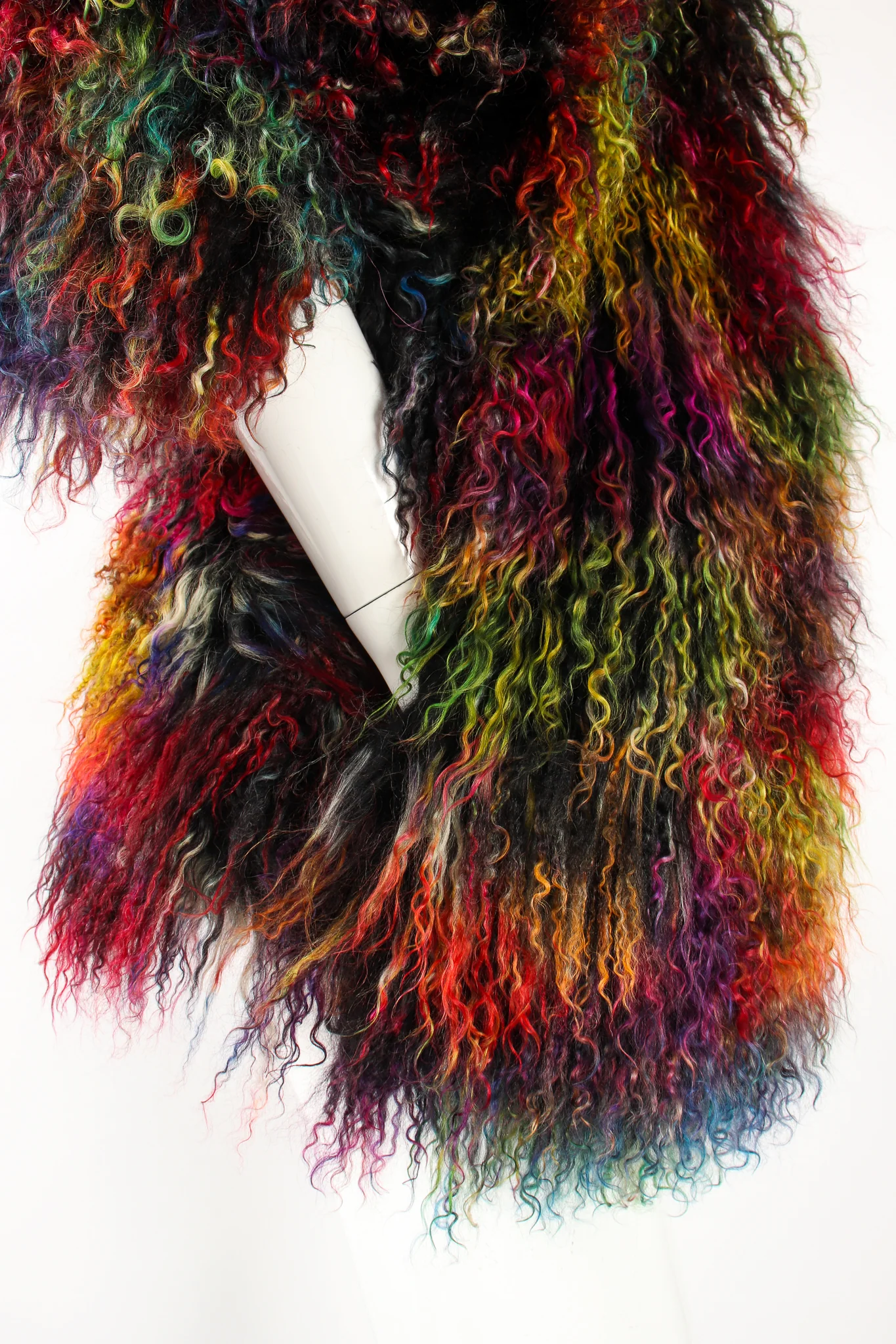 Chubby Rainbow Mongolian Fur Jacket - Image 10