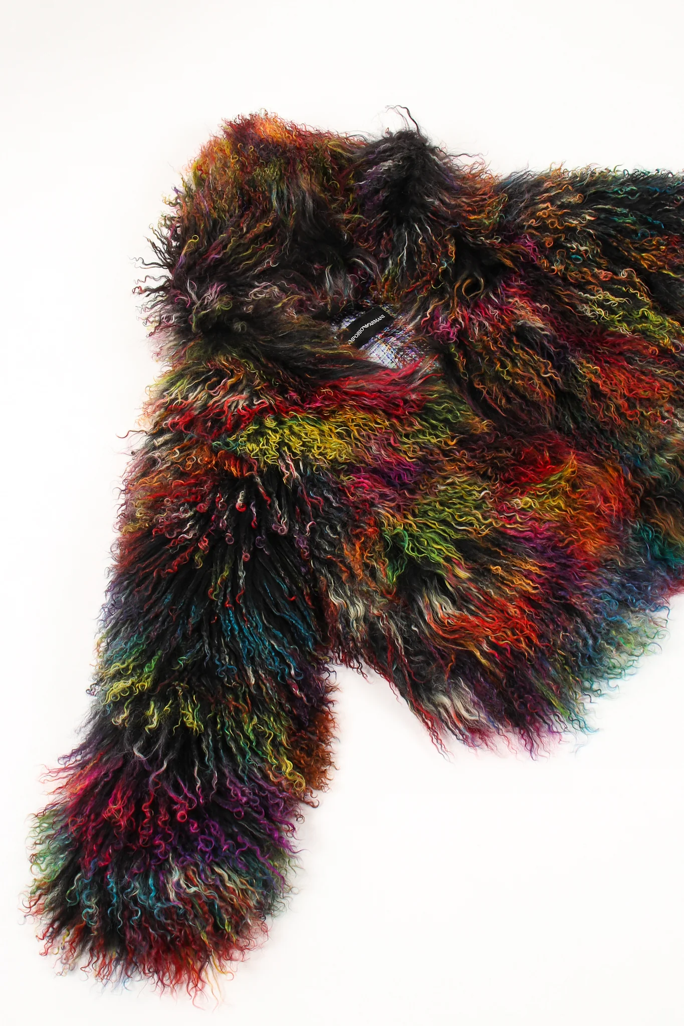 Chubby Rainbow Mongolian Fur Jacket - Image 11
