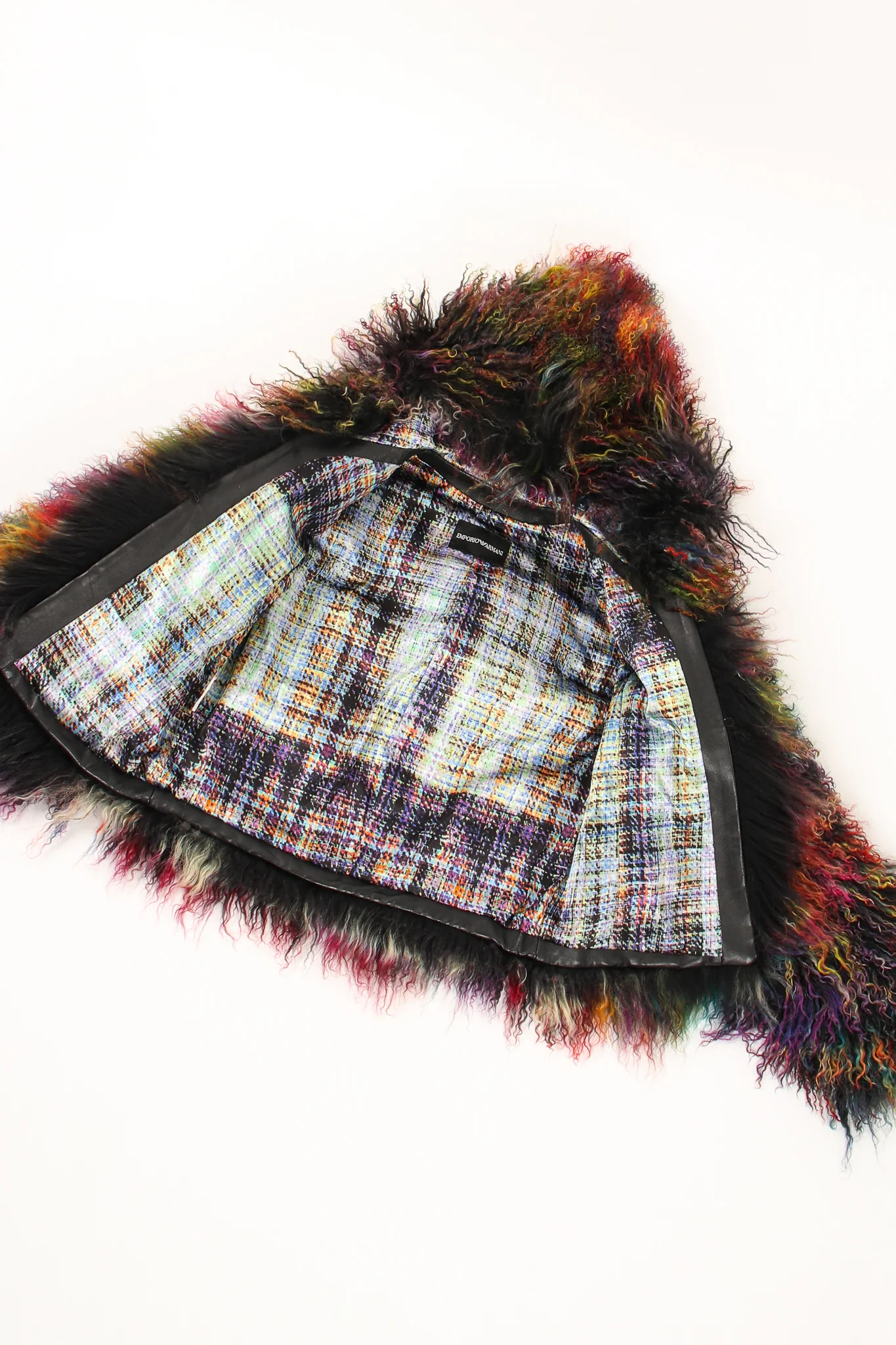 Chubby Rainbow Mongolian Fur Jacket - Image 13