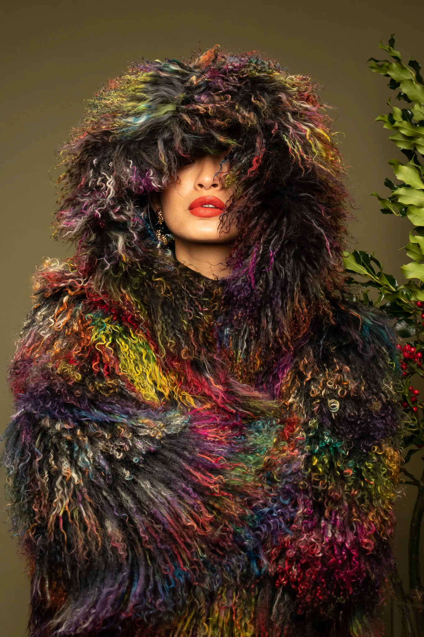 Chubby Rainbow Mongolian Fur Jacket - Image 2