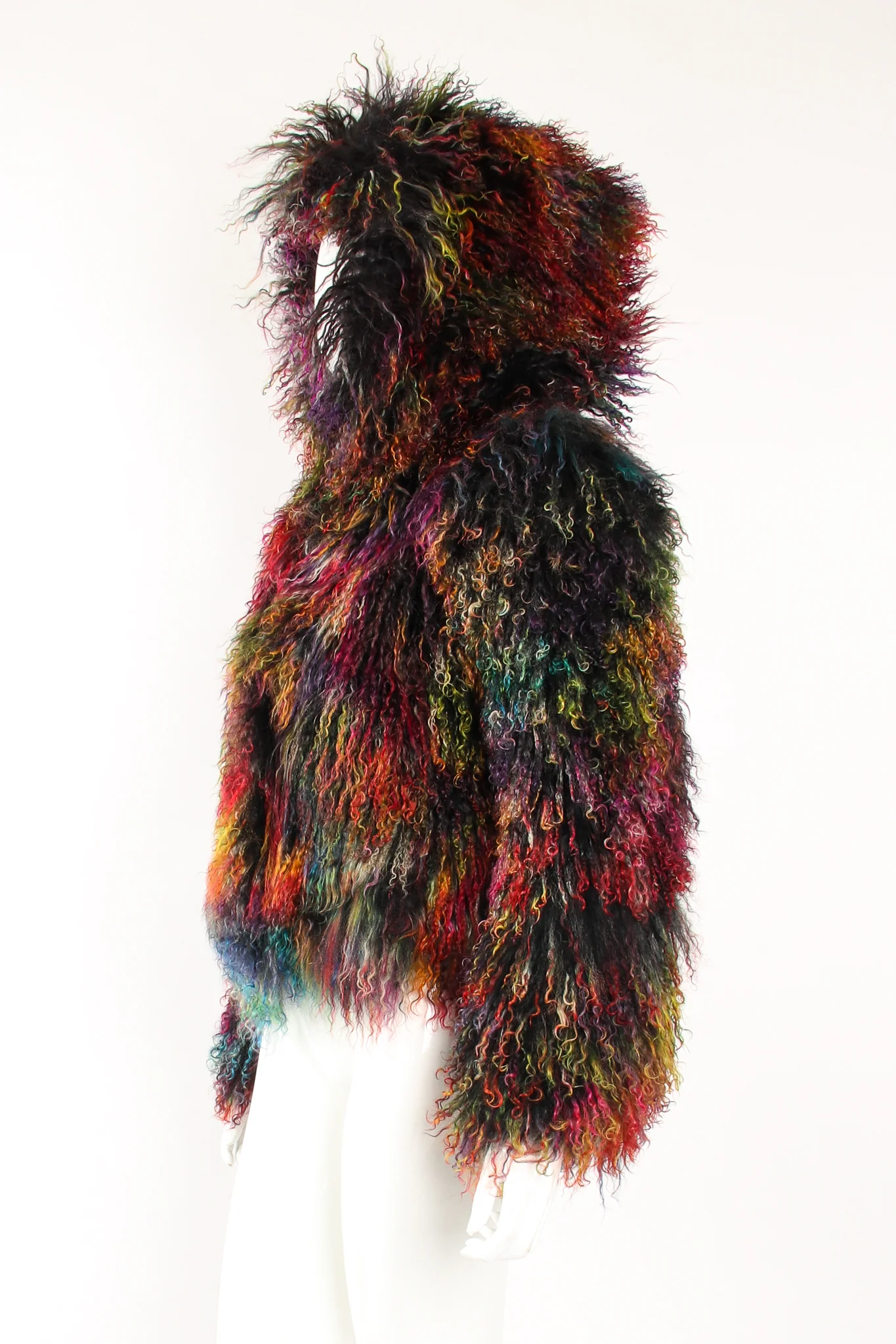 Chubby Rainbow Mongolian Fur Jacket - Image 5