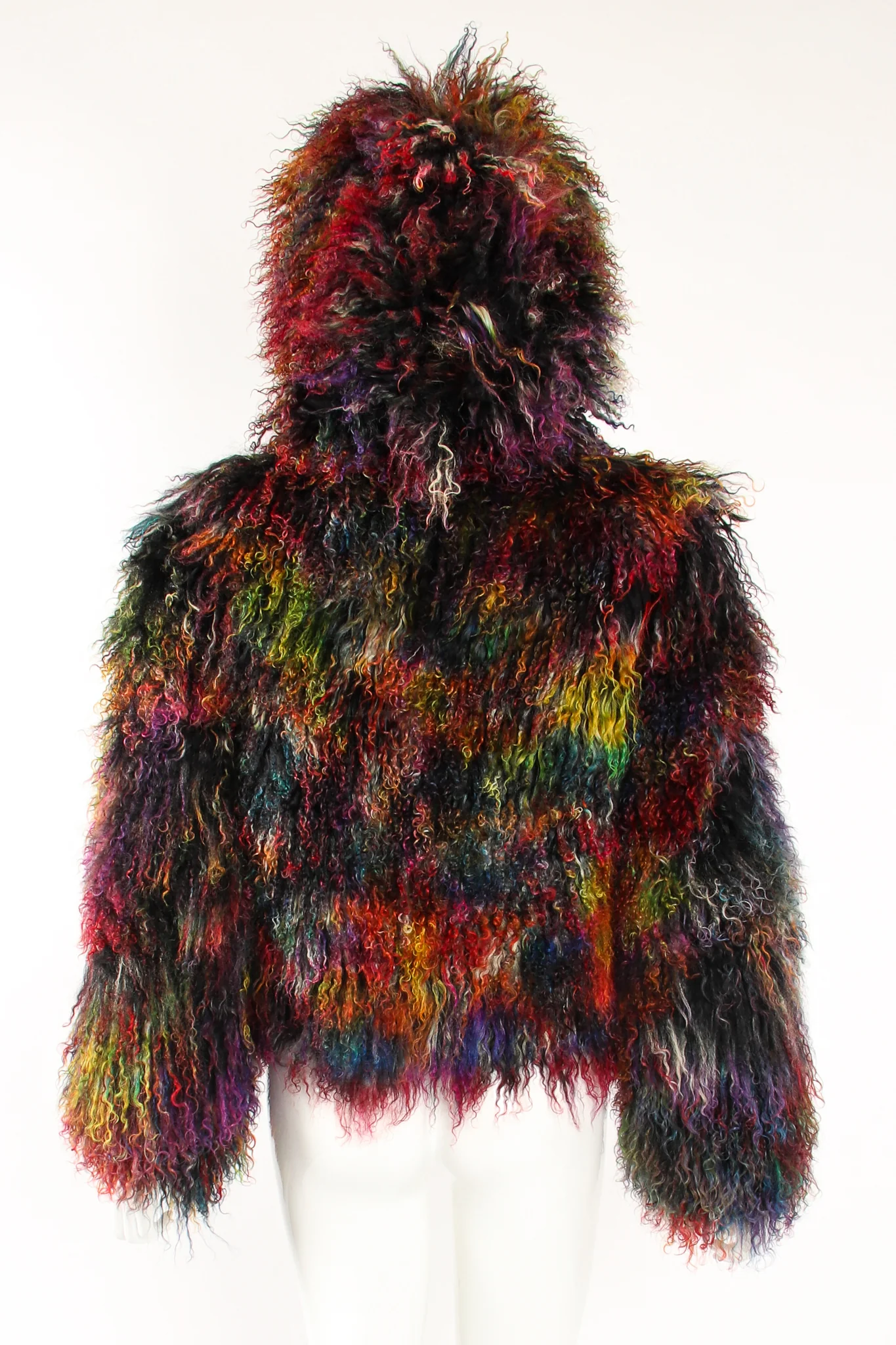 Chubby Rainbow Mongolian Fur Jacket - Image 6