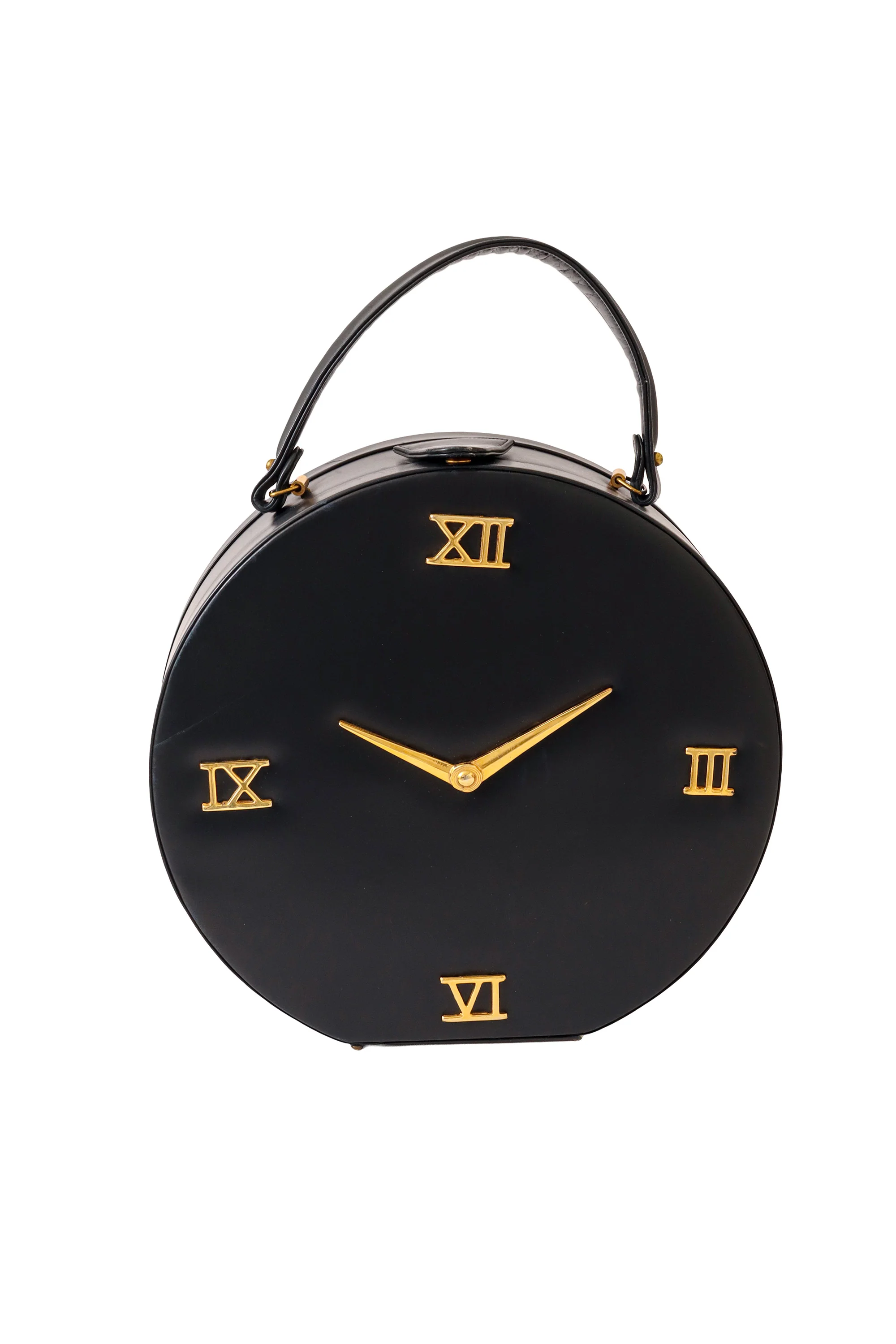 Circular Leather Clock Bag