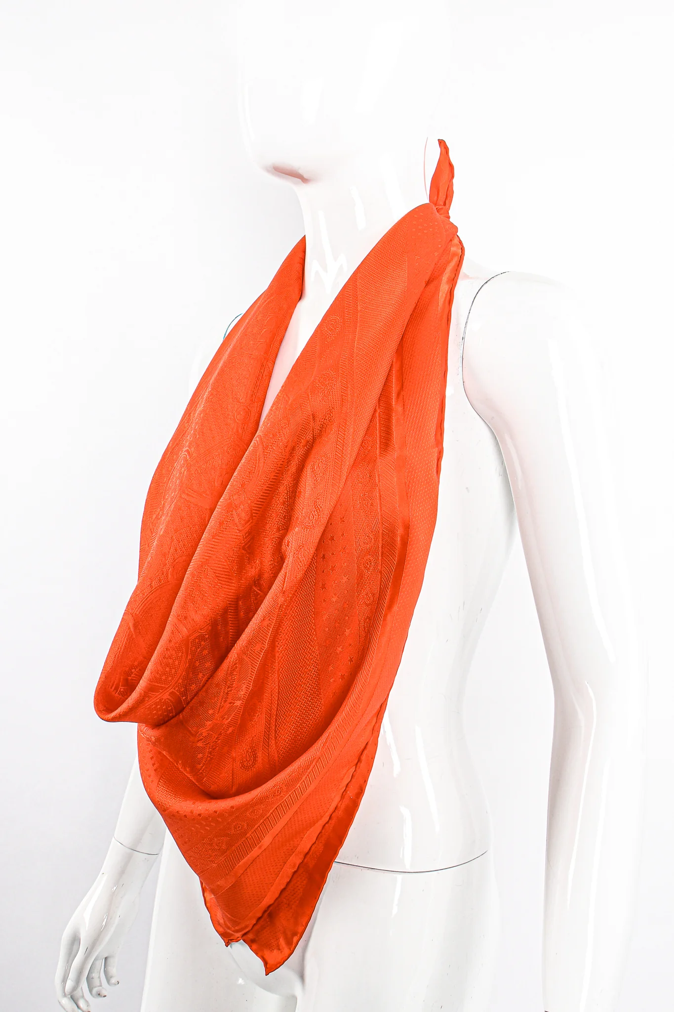 Classic Orange Jacquard Scarf - Image 2