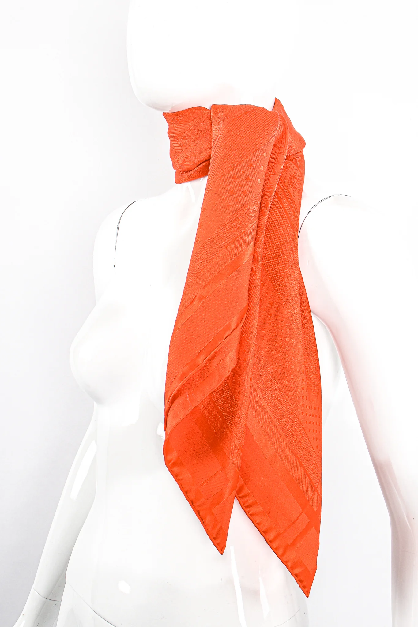 Classic Orange Jacquard Scarf - Image 3