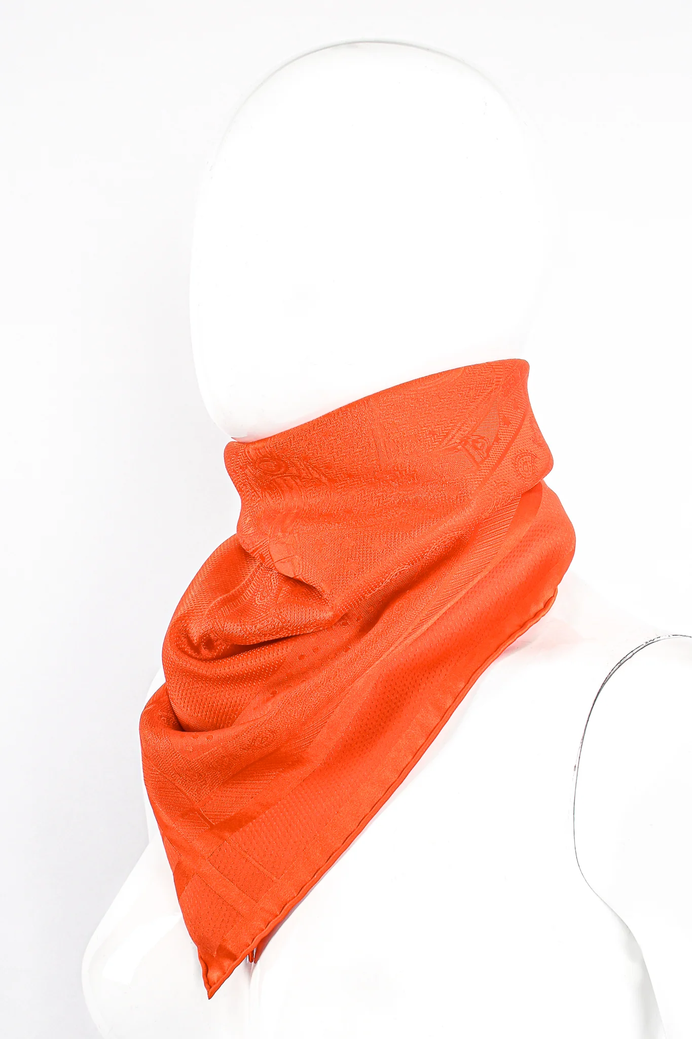 Classic Orange Jacquard Scarf - Image 4