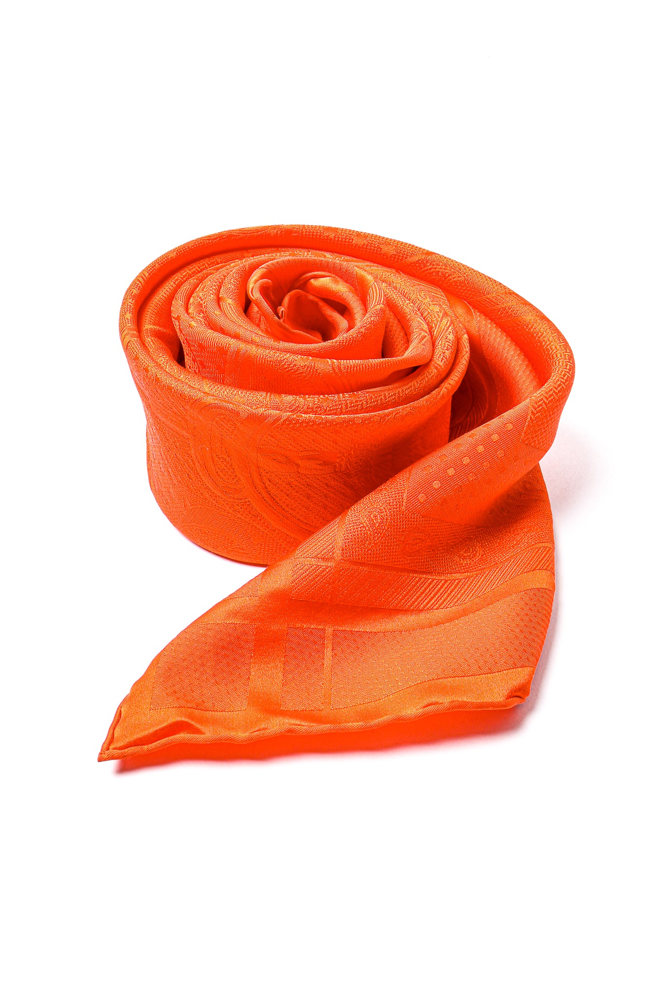 Classic Orange Jacquard Scarf - Image 5