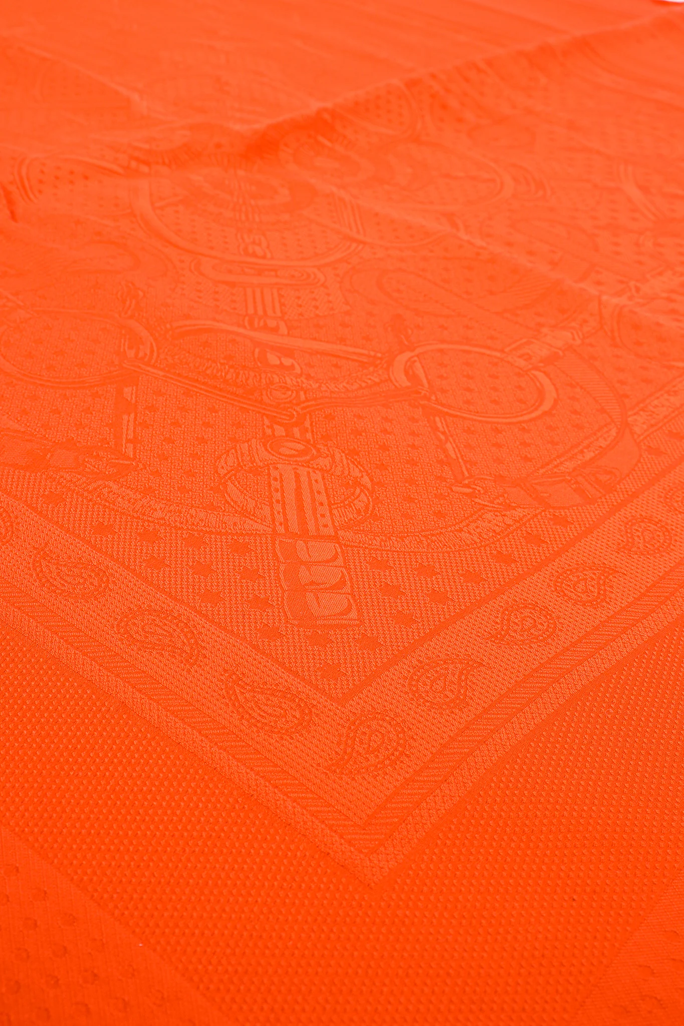 Classic Orange Jacquard Scarf - Image 7