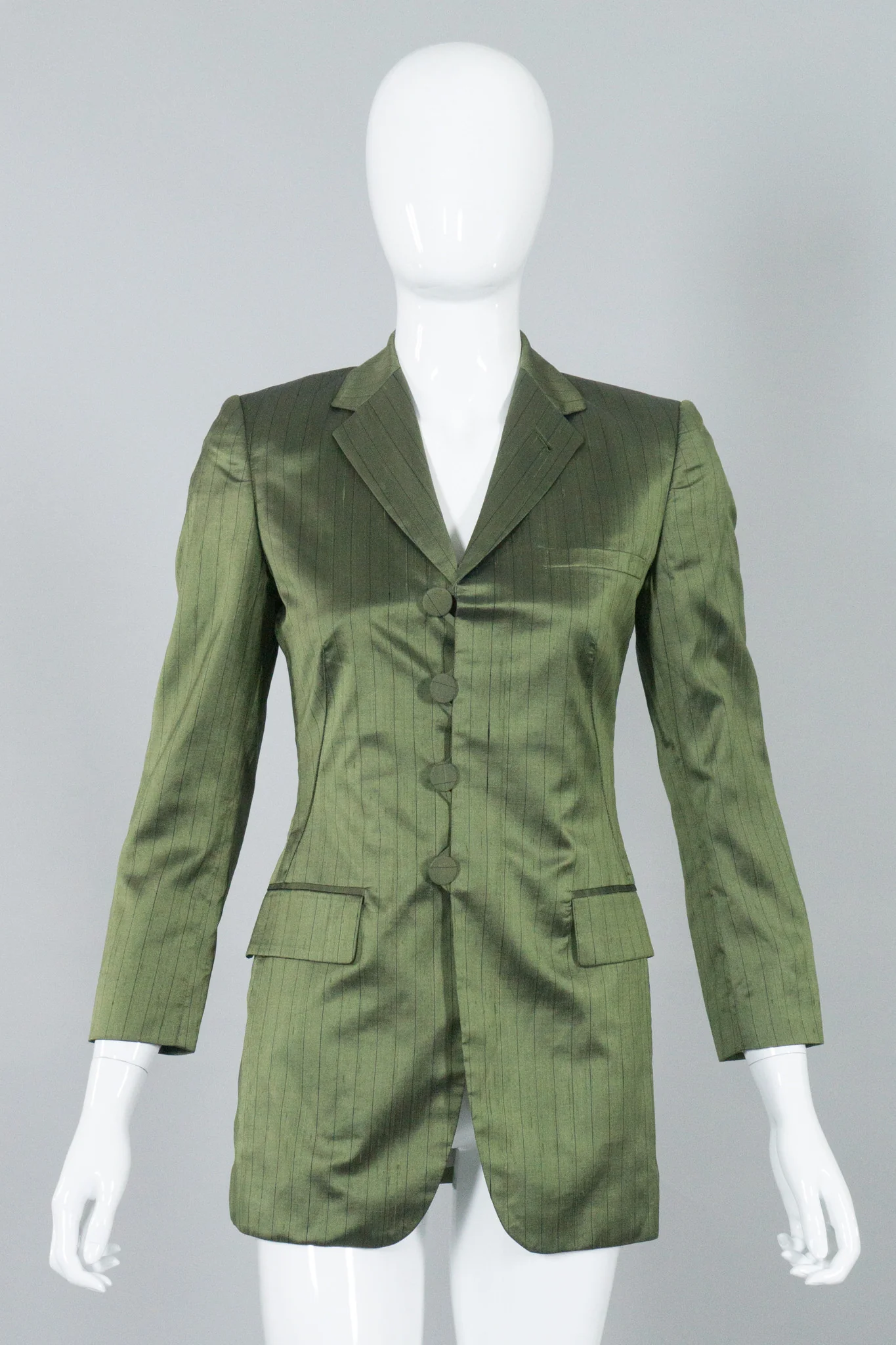 Classique Pinstripe Silk Jacket - Image 2