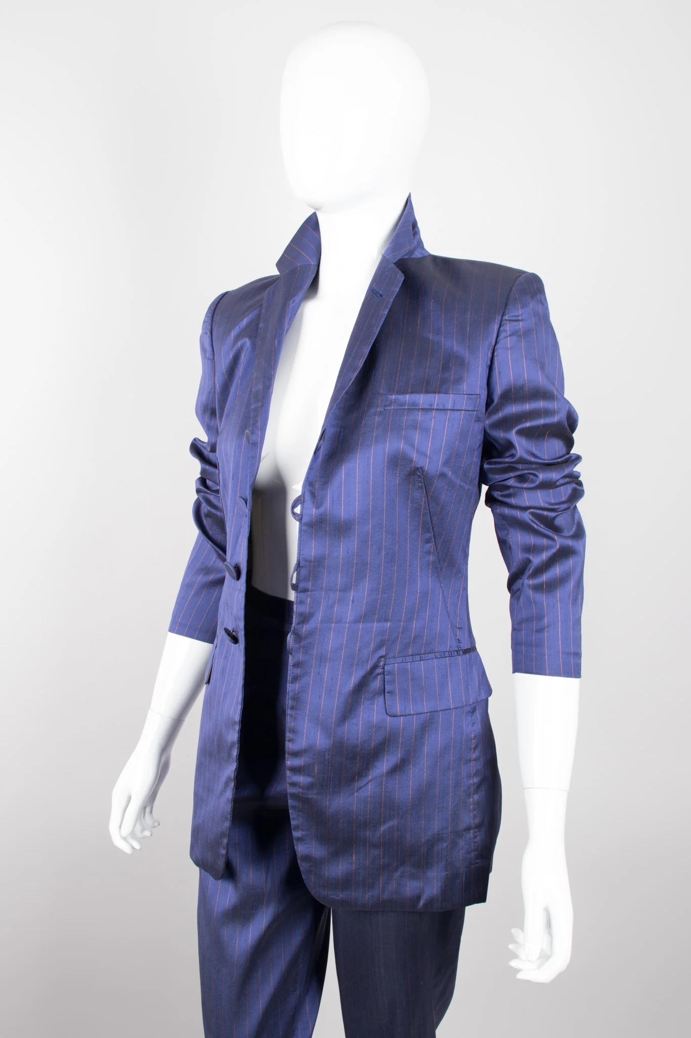 Classique Pinstripe Silk Jacket & Pant Set - Image 3