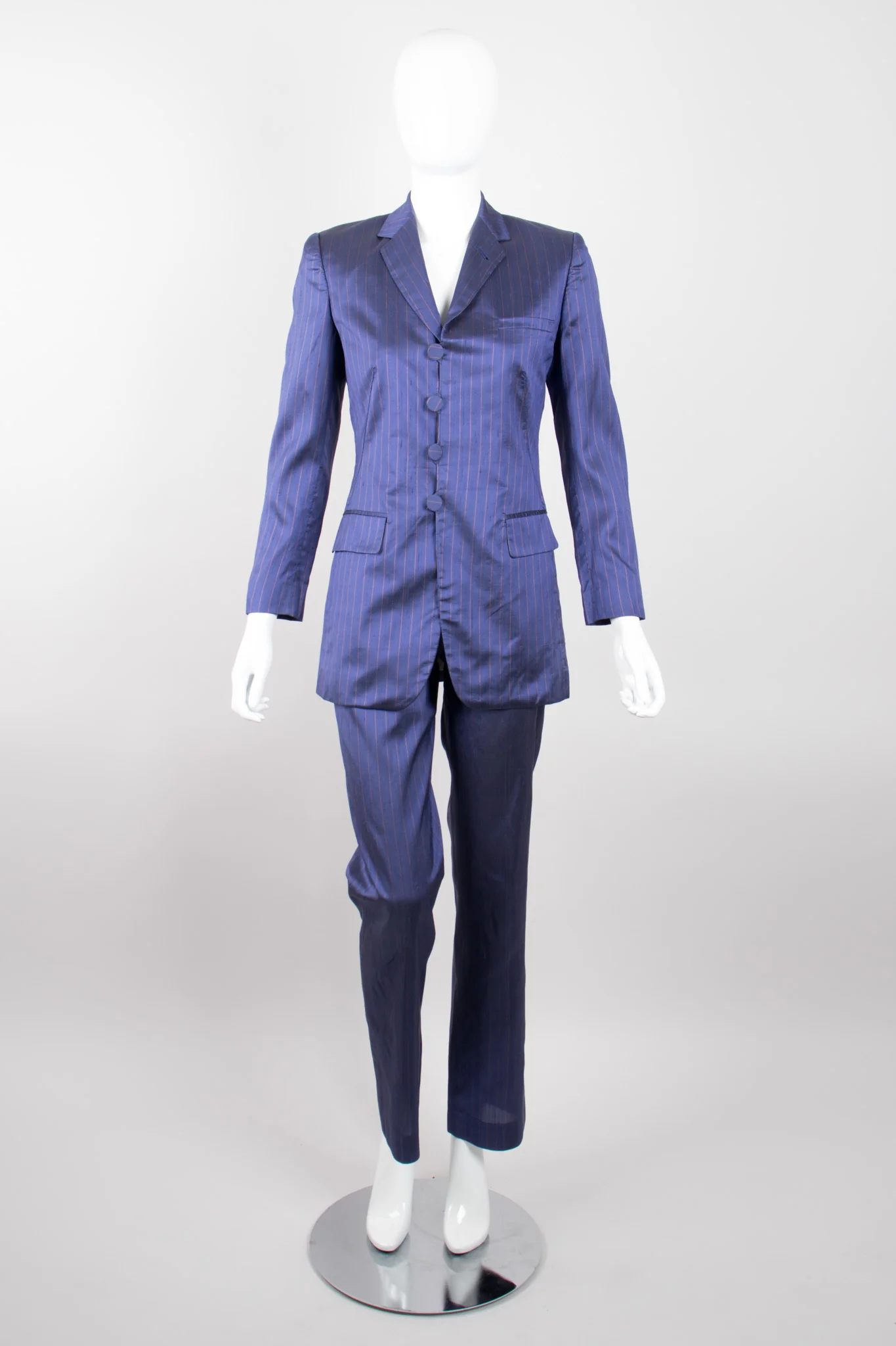 Classique Pinstripe Silk Jacket & Pant Set - Image 4