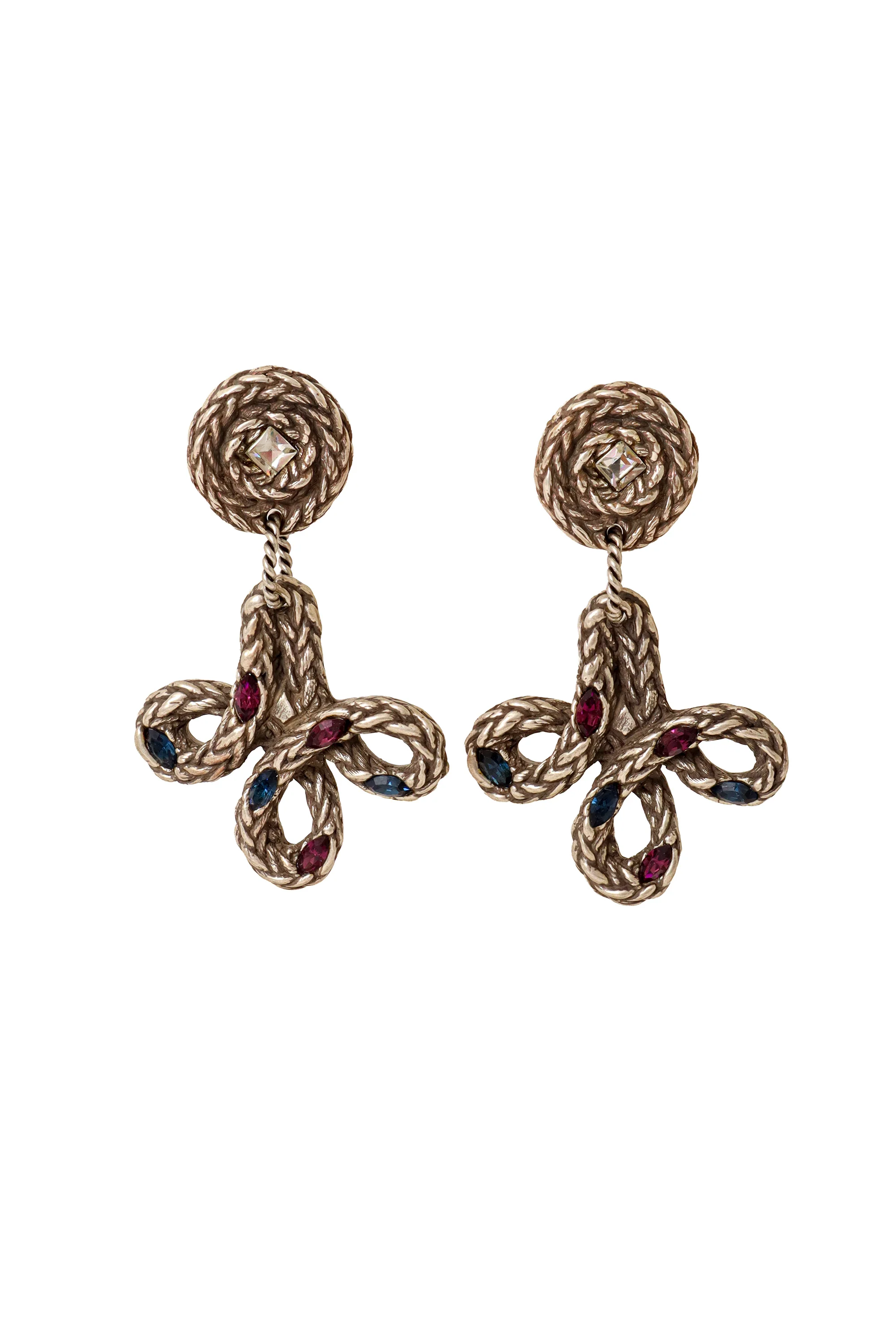 Clear Top Braided Crystal Rope Earrings