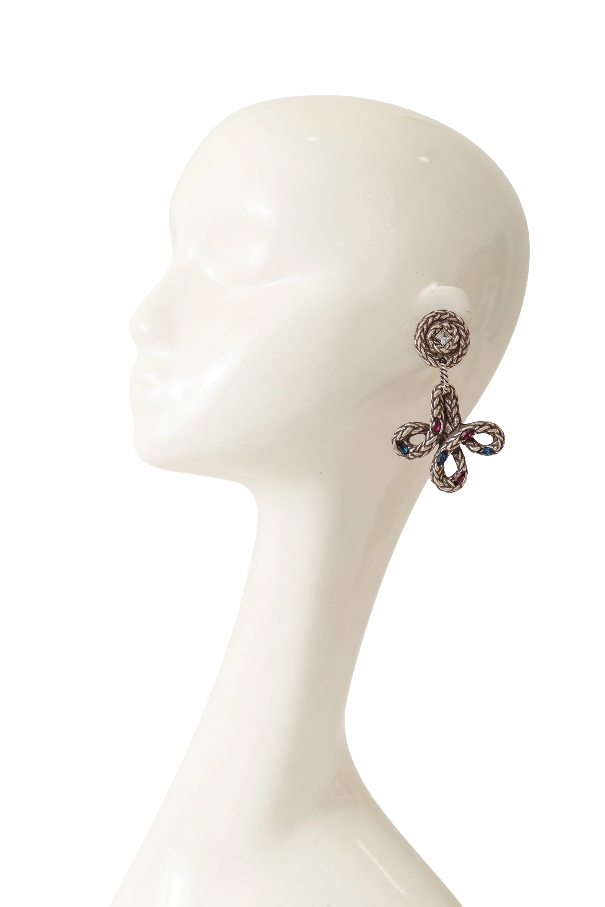 Clear Top Braided Crystal Rope Earrings - Image 2