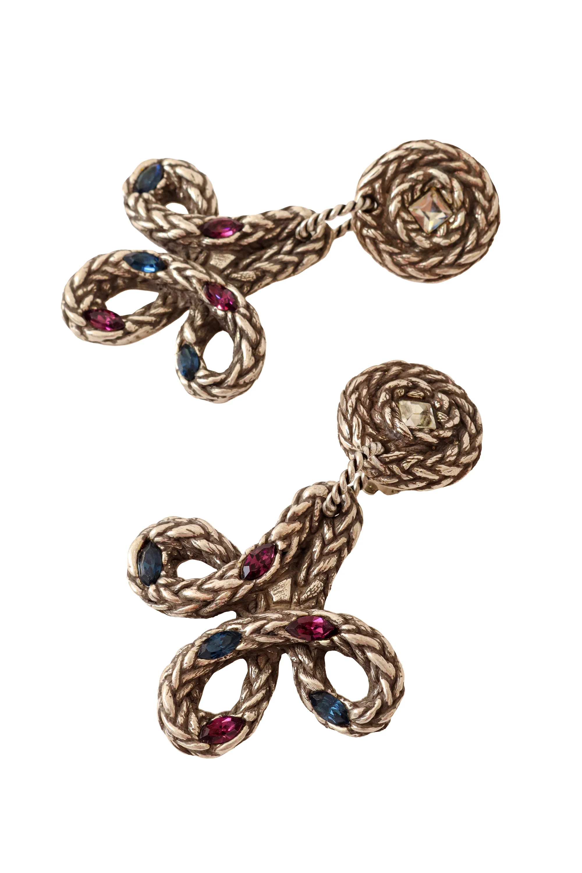 Clear Top Braided Crystal Rope Earrings - Image 3