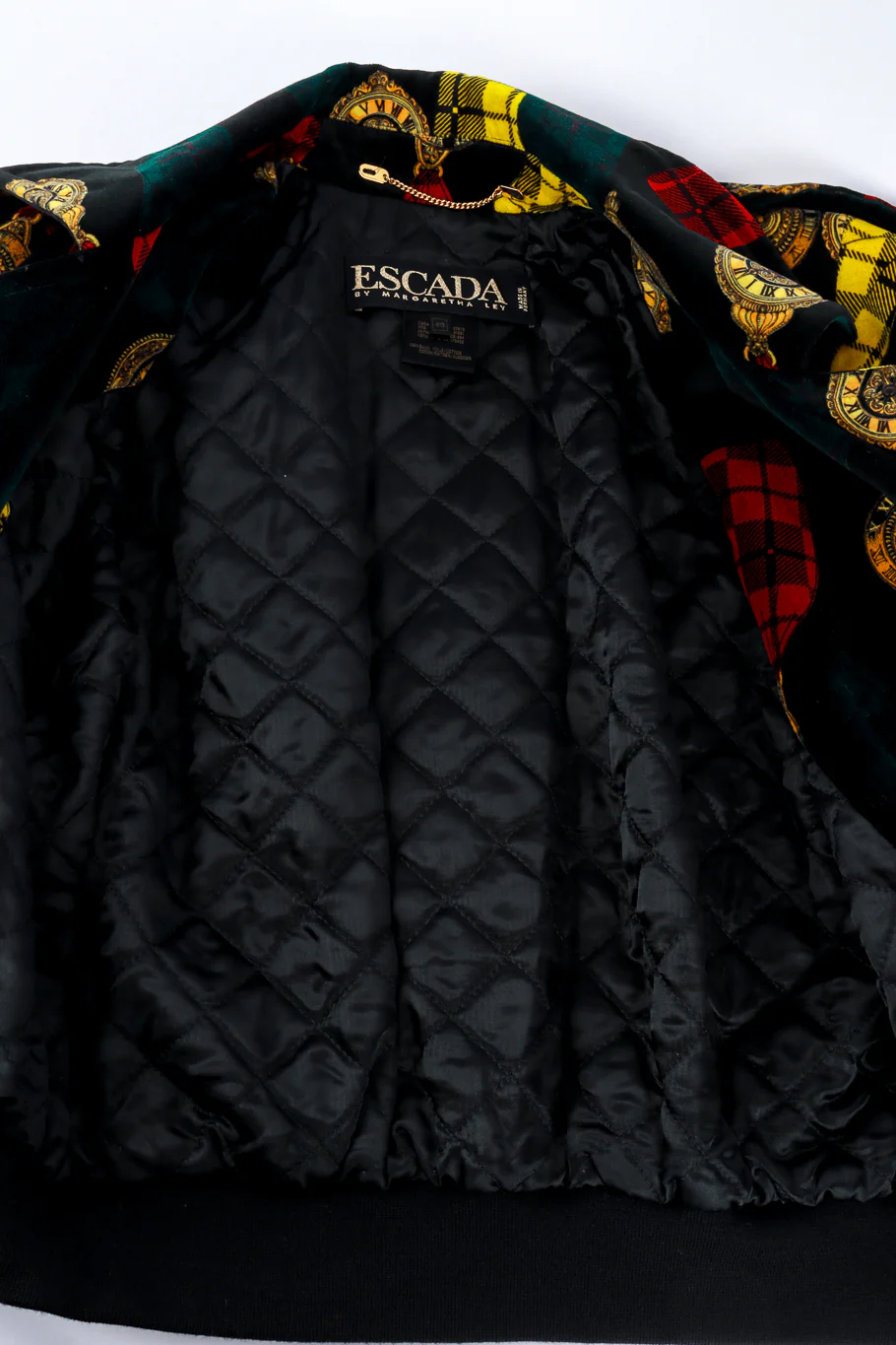 Clock Print Velvet Bomber Jacket - Image 6