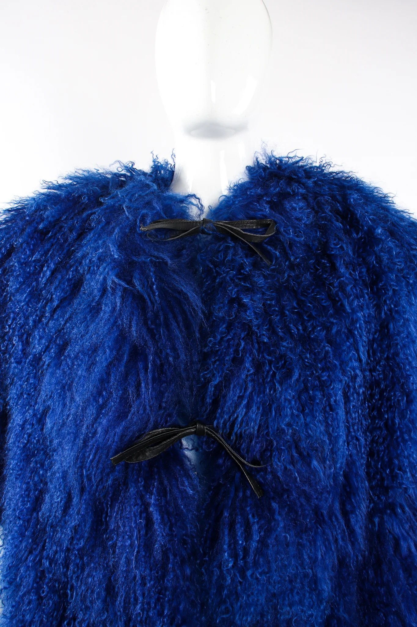 Cobalt Mongolian Fur Swing Coat - Image 3
