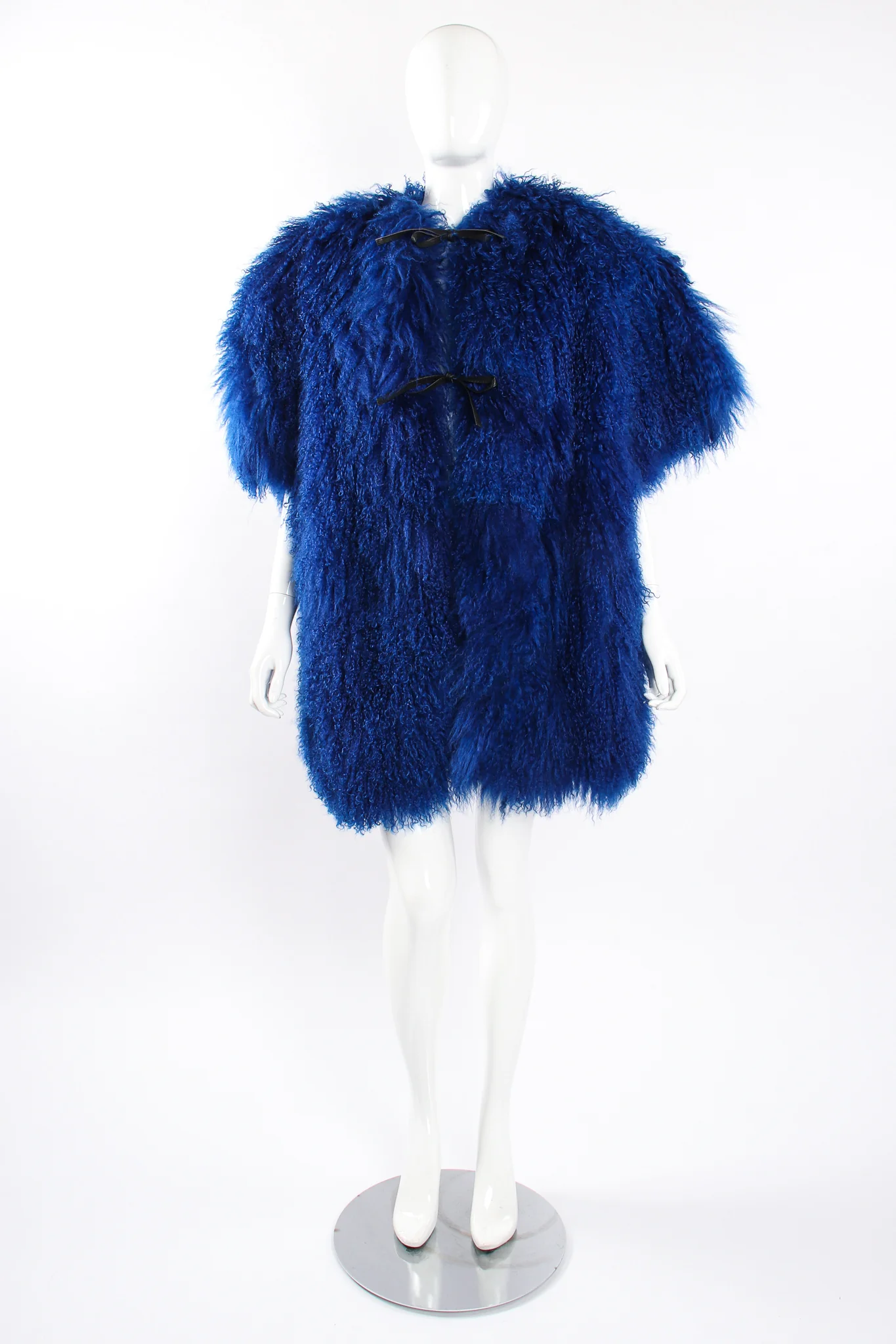 Cobalt Mongolian Fur Swing Coat - Image 6