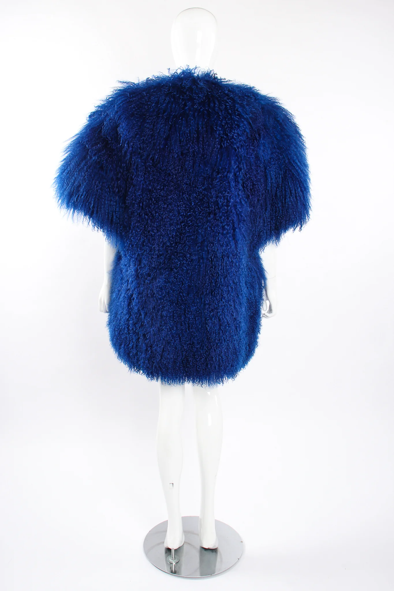 Cobalt Mongolian Fur Swing Coat - Image 8