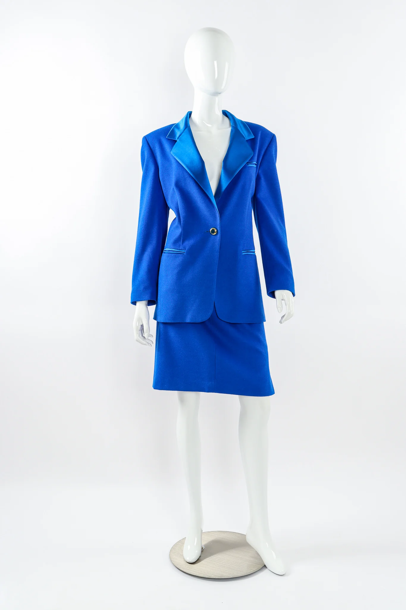 Satin Contrast Blazer & Skirt Set - Image 2