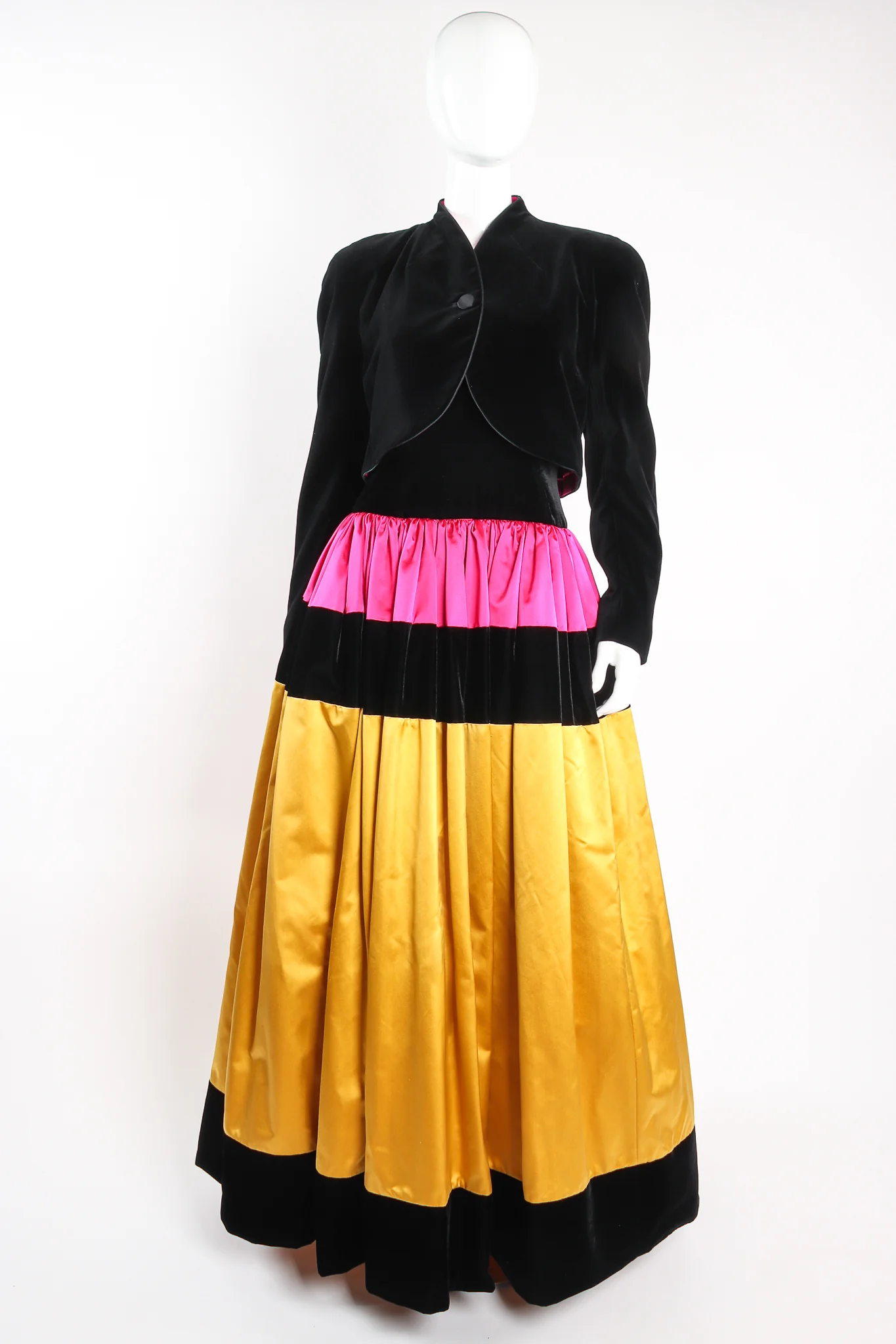 Colorblock Satin Halter Ball Gown & Jacket - Image 4