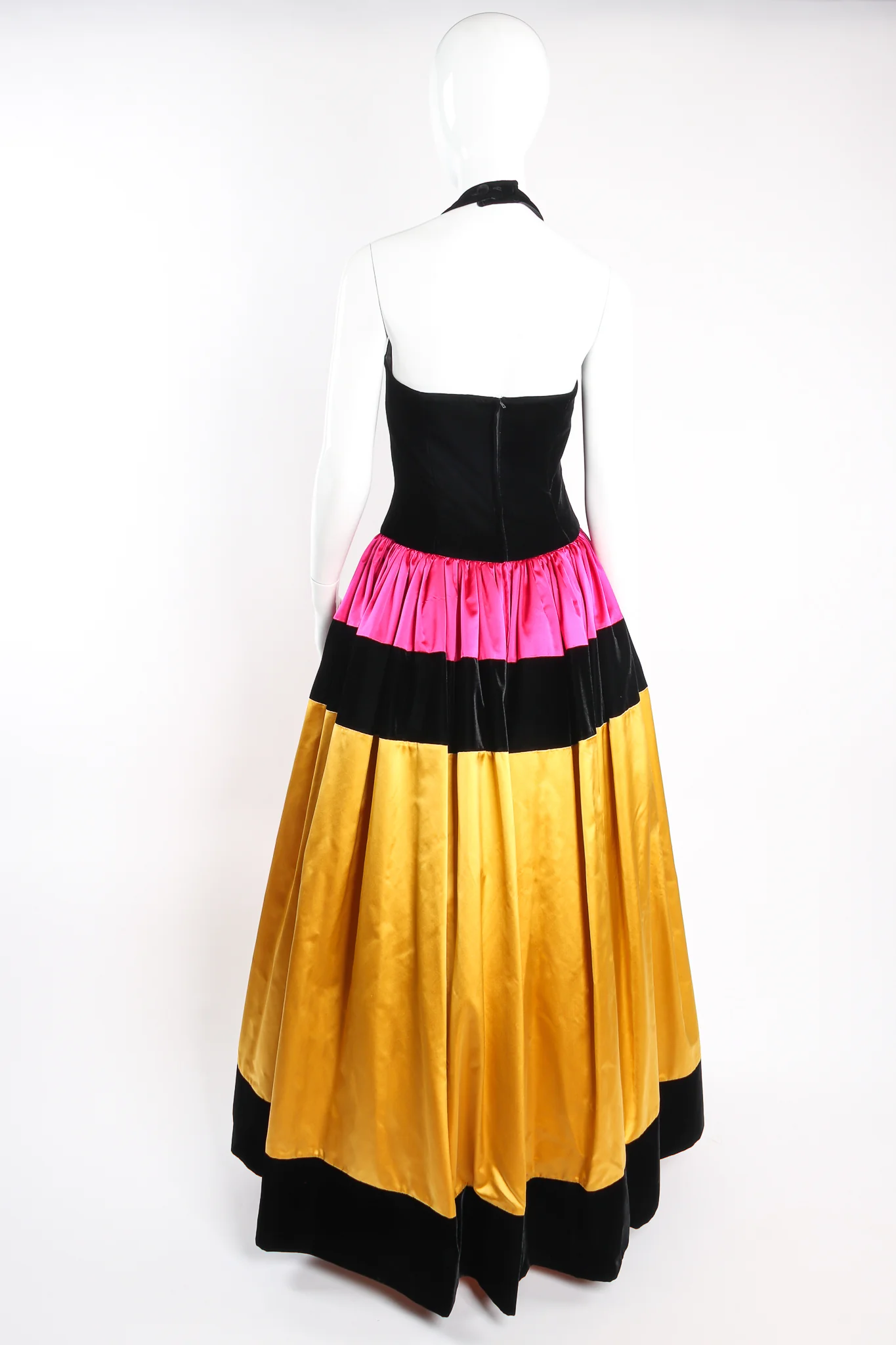 Colorblock Satin Halter Ball Gown & Jacket - Image 9