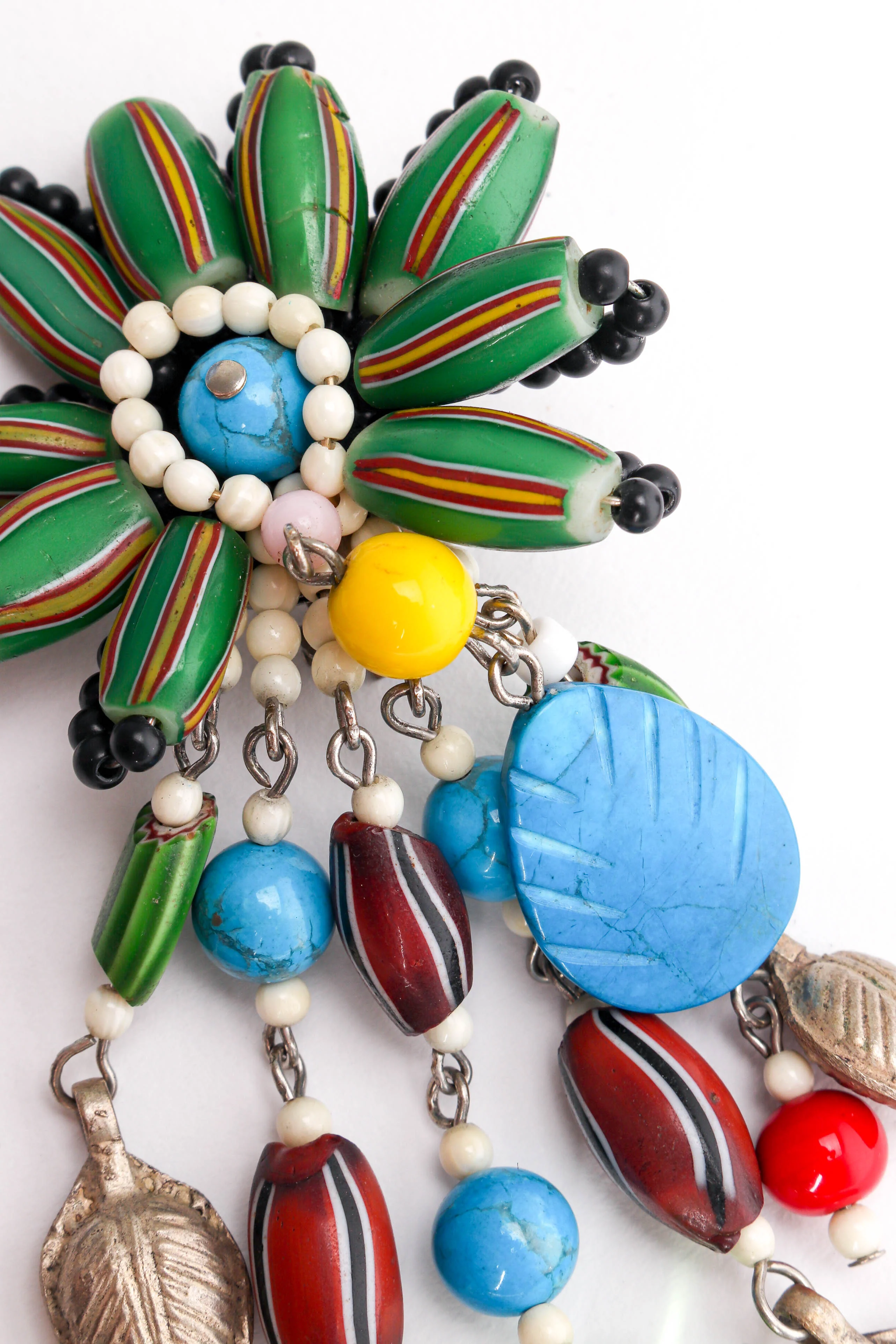 Millefiori Bead Flower Earrings - Image 4