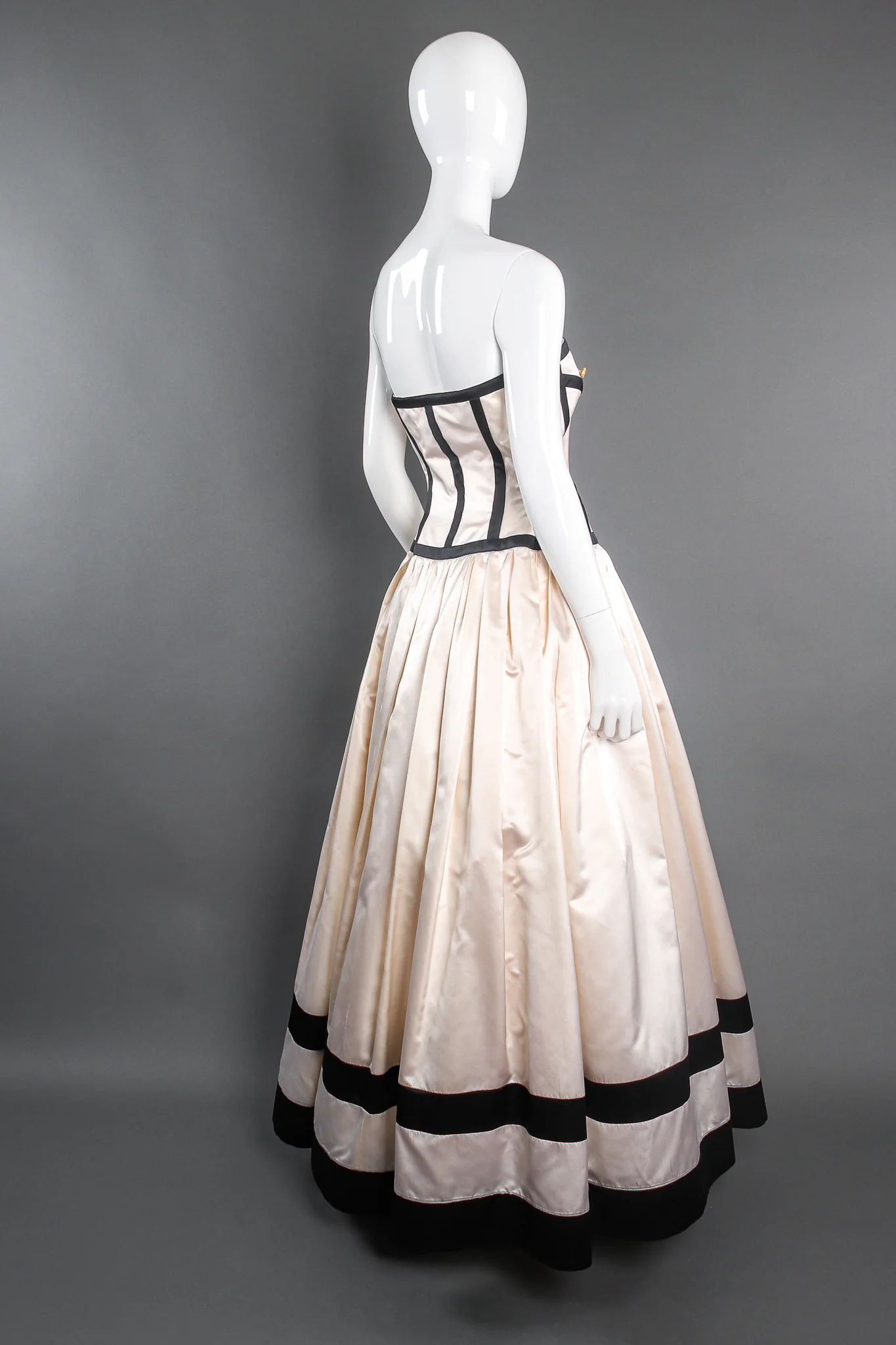 Contrast Banded Satin Ball Gown - Image 5