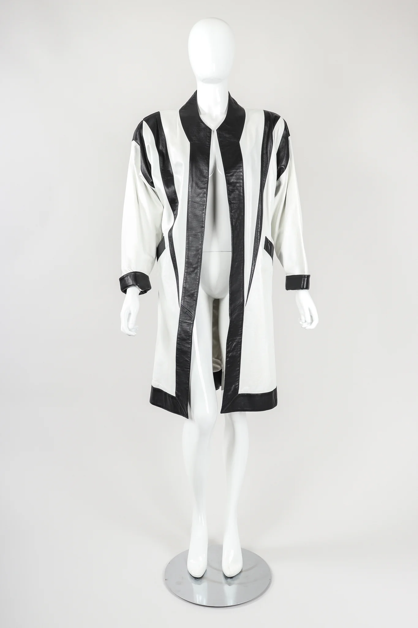 Contrast Leather Open Jacket - Image 3