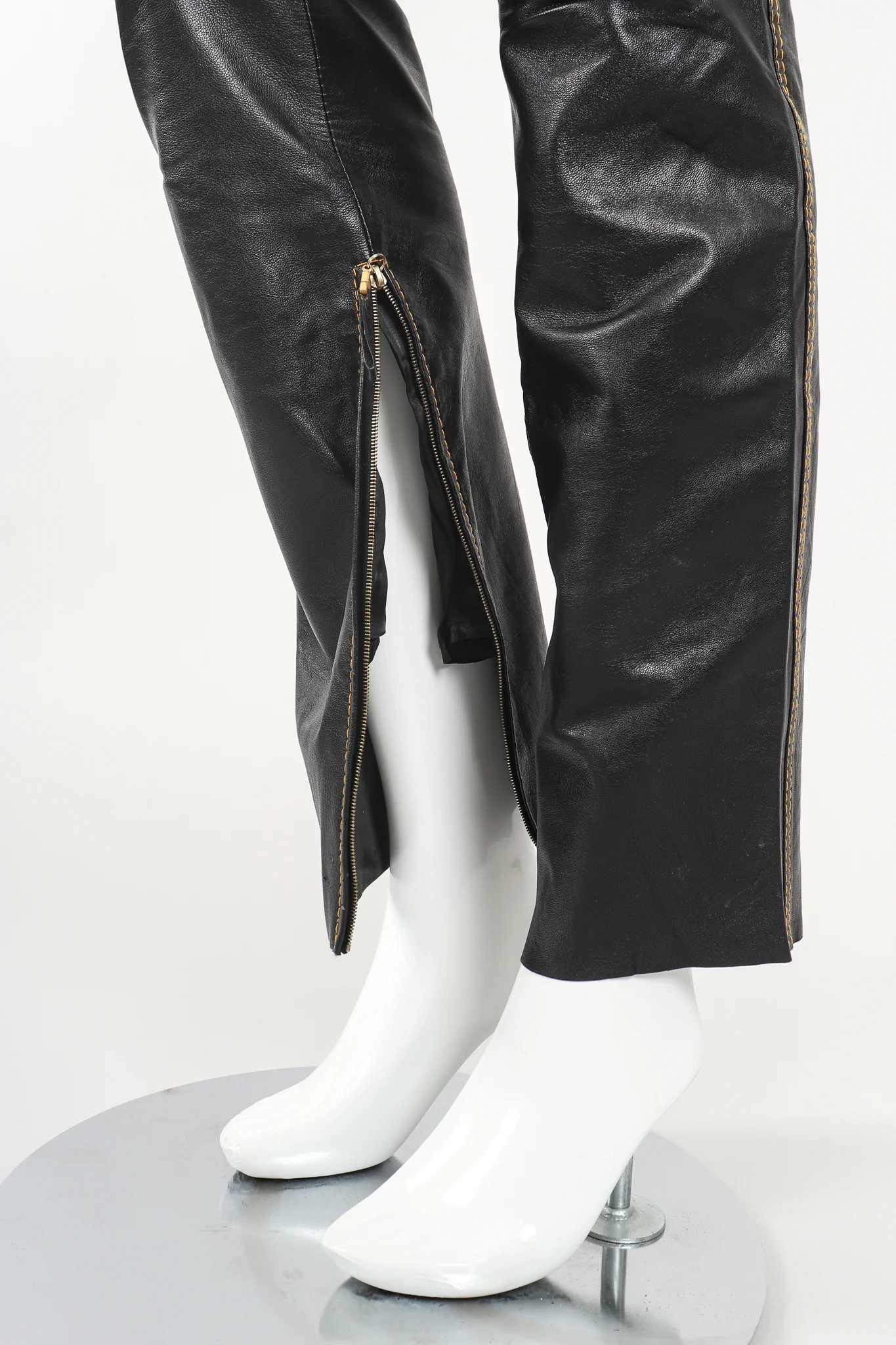 Contrast Stitch Leather Jean - Image 5