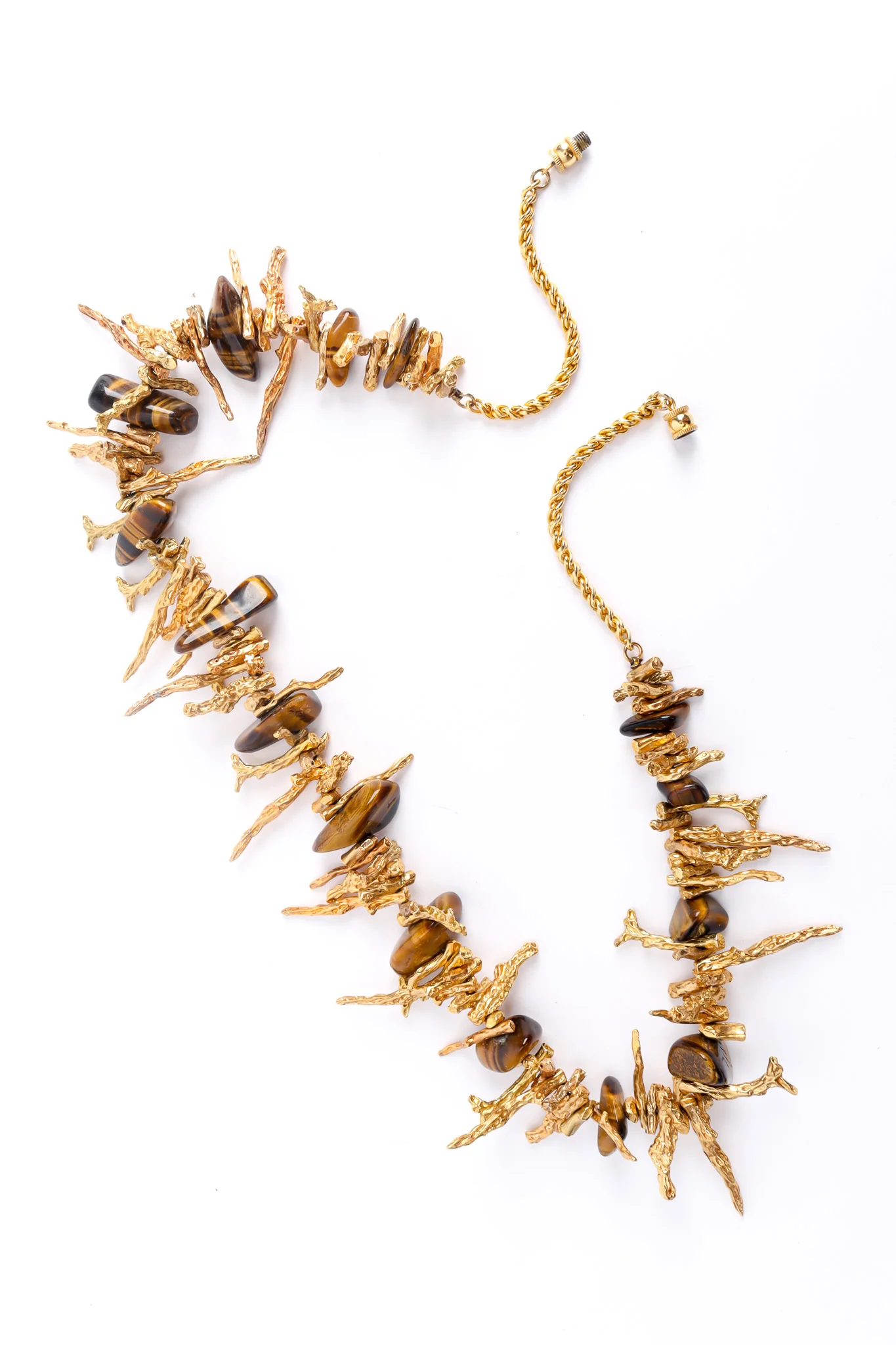 Coral Branch Tiger's Eye Bead Necklace