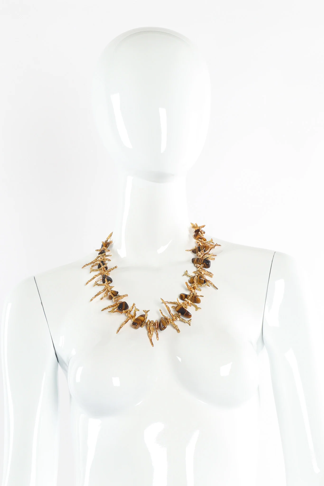 Coral Branch Tiger's Eye Bead Necklace - Image 2