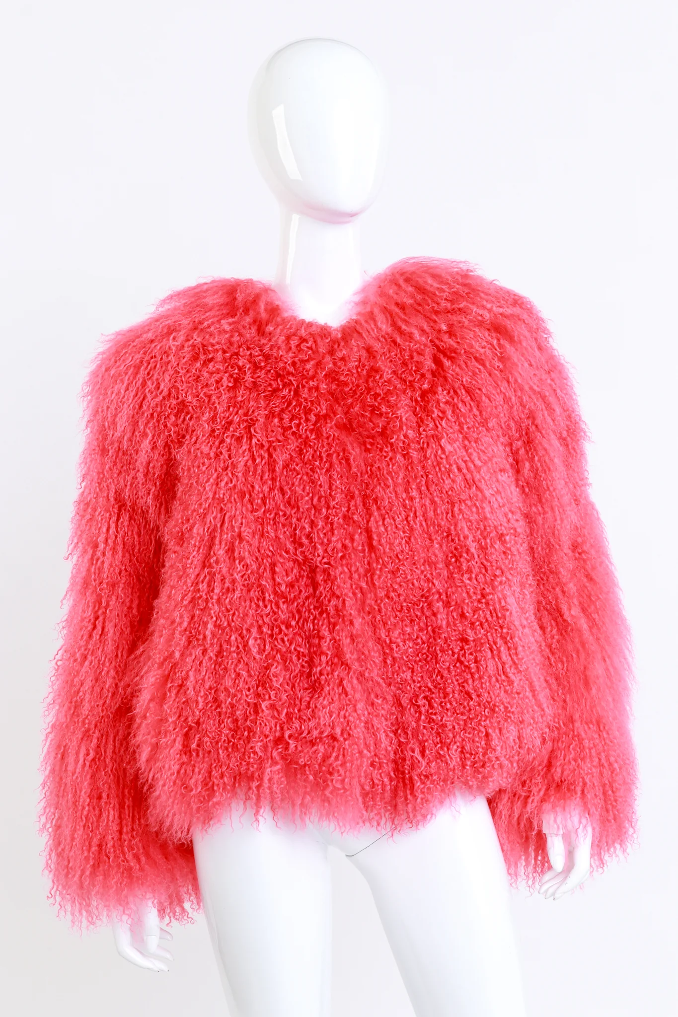 Coral Mongolian Fur Jacket