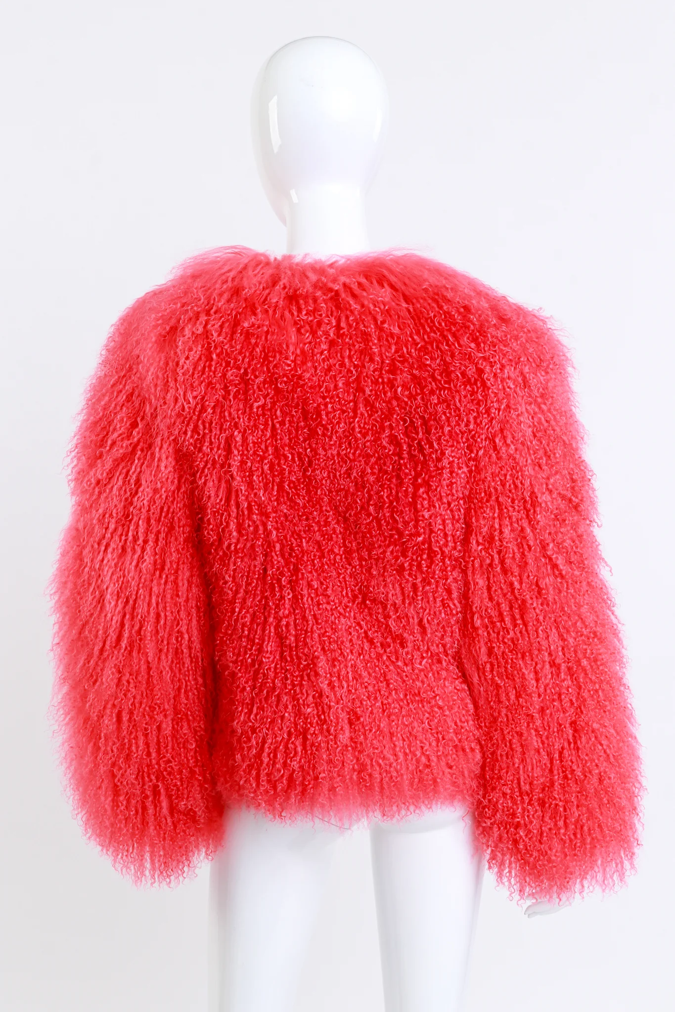 Coral Mongolian Fur Jacket - Image 3