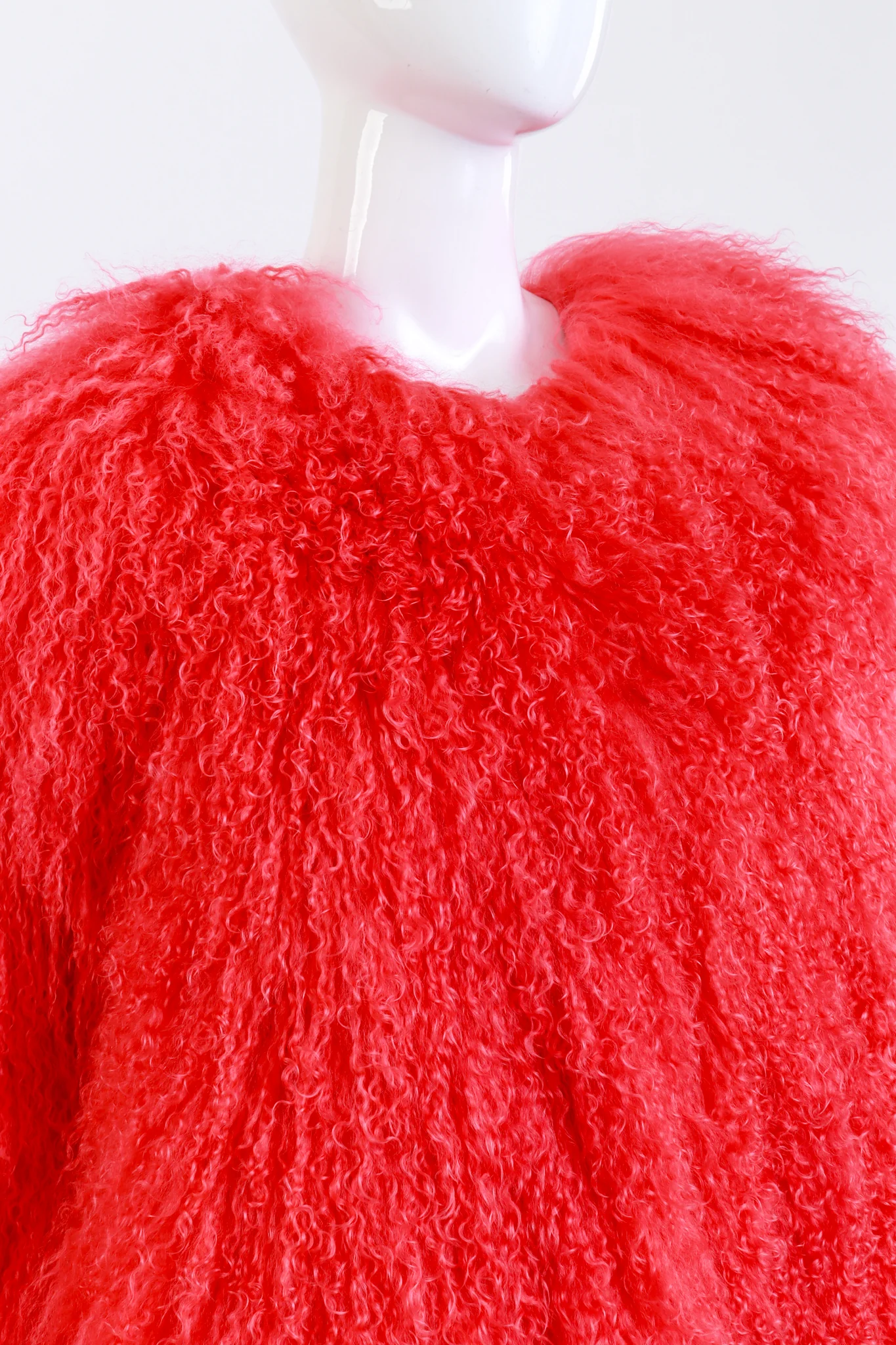 Coral Mongolian Fur Jacket - Image 4