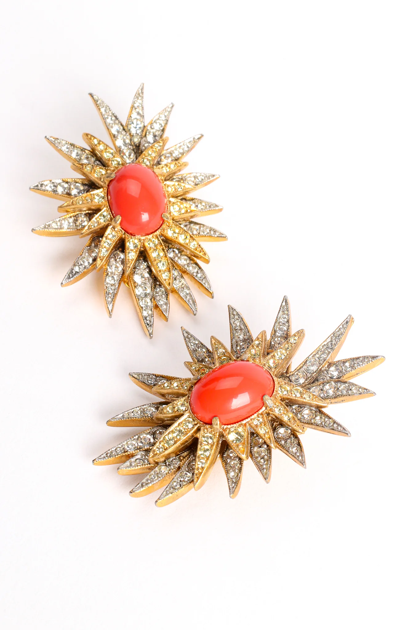 Coral Rhinestone Burst Earrings - Image 3