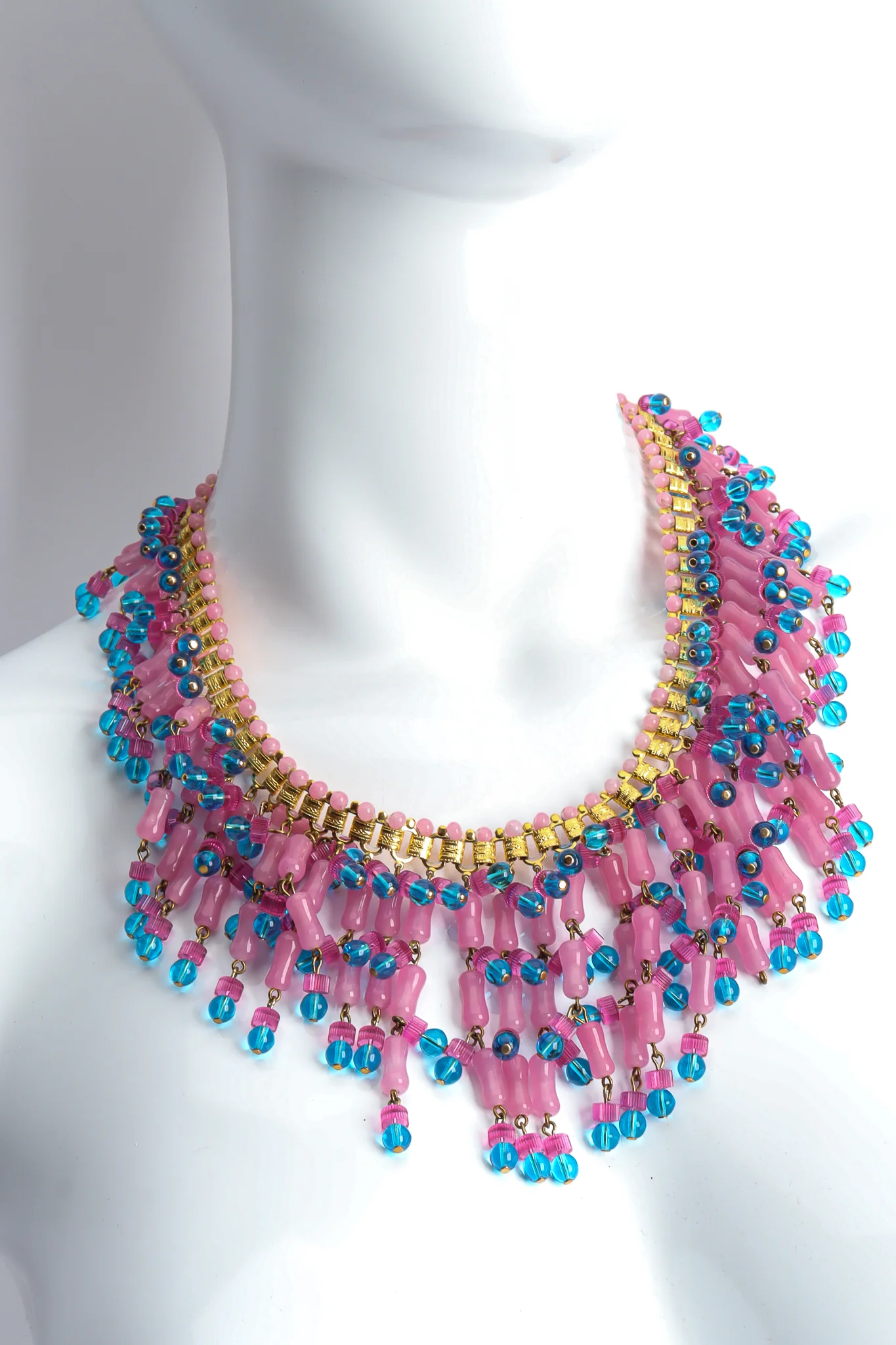 Cotton Candy Bead Bib Necklace - Image 2