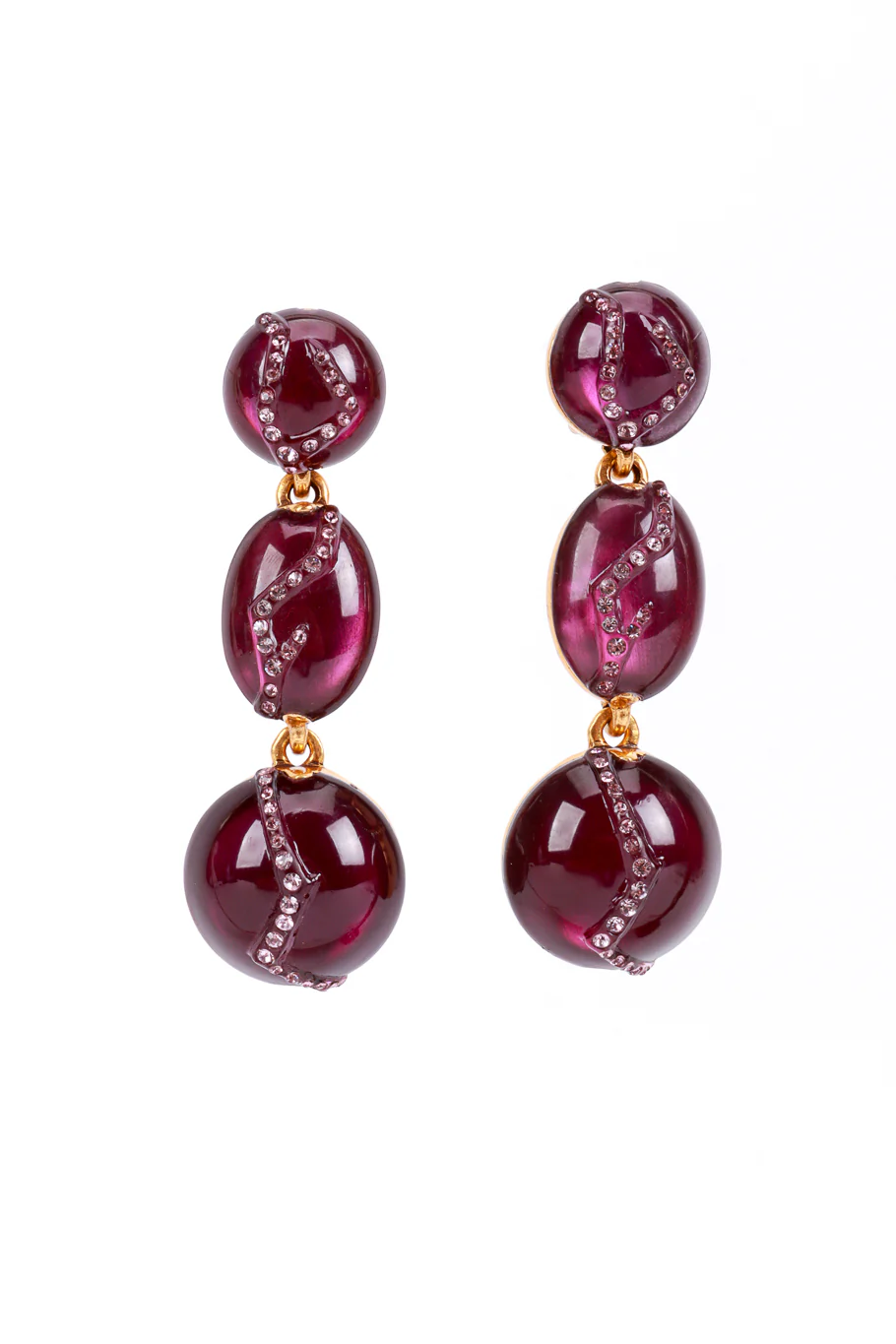 Crawling Crystal Cabochon Drop Earrings