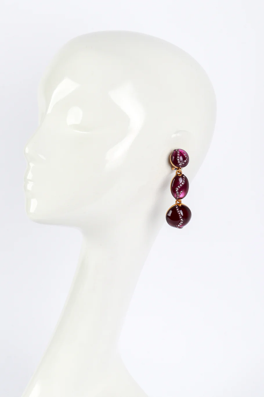 Crawling Crystal Cabochon Drop Earrings - Image 2