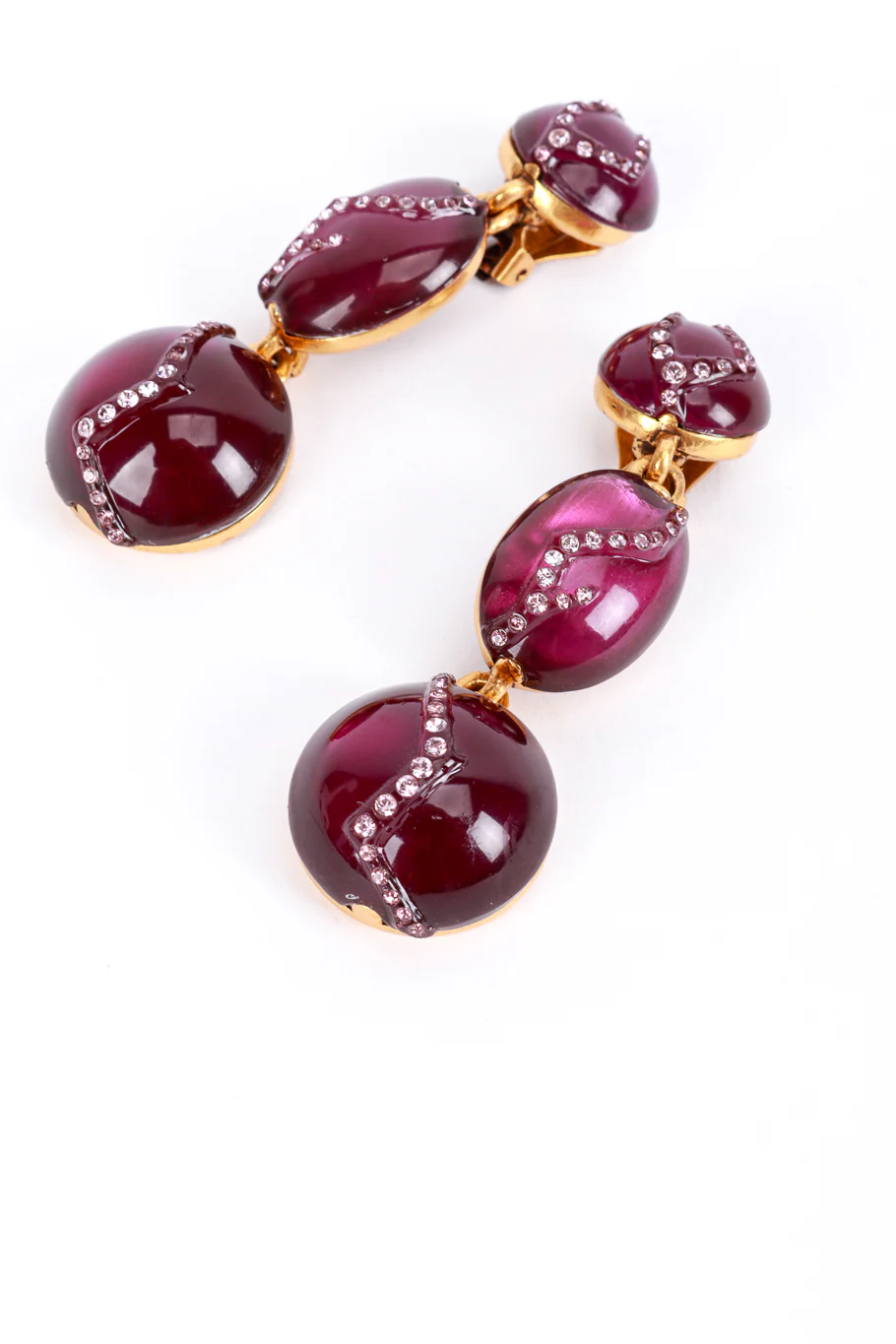 Crawling Crystal Cabochon Drop Earrings - Image 3