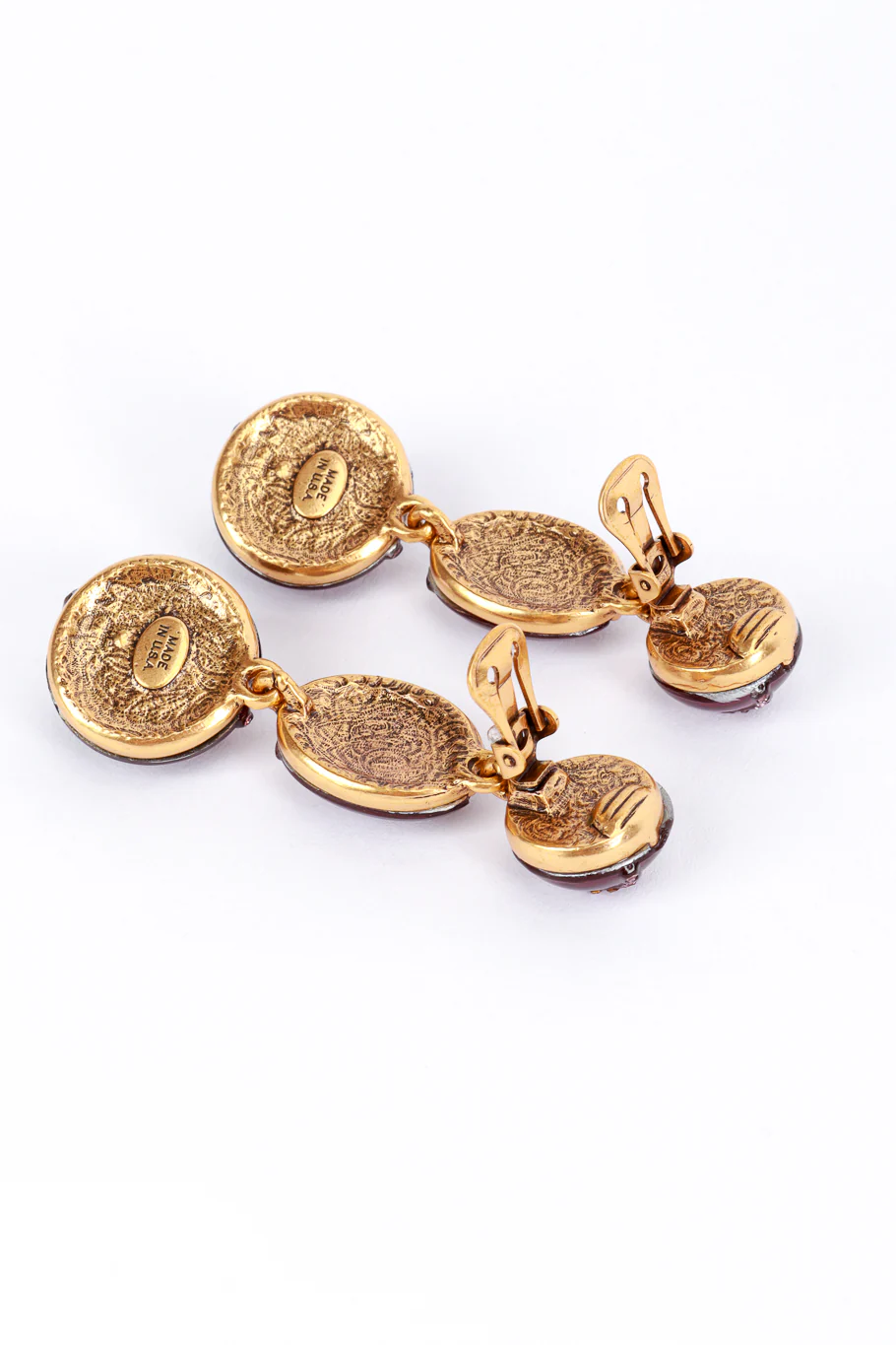 Crawling Crystal Cabochon Drop Earrings - Image 4