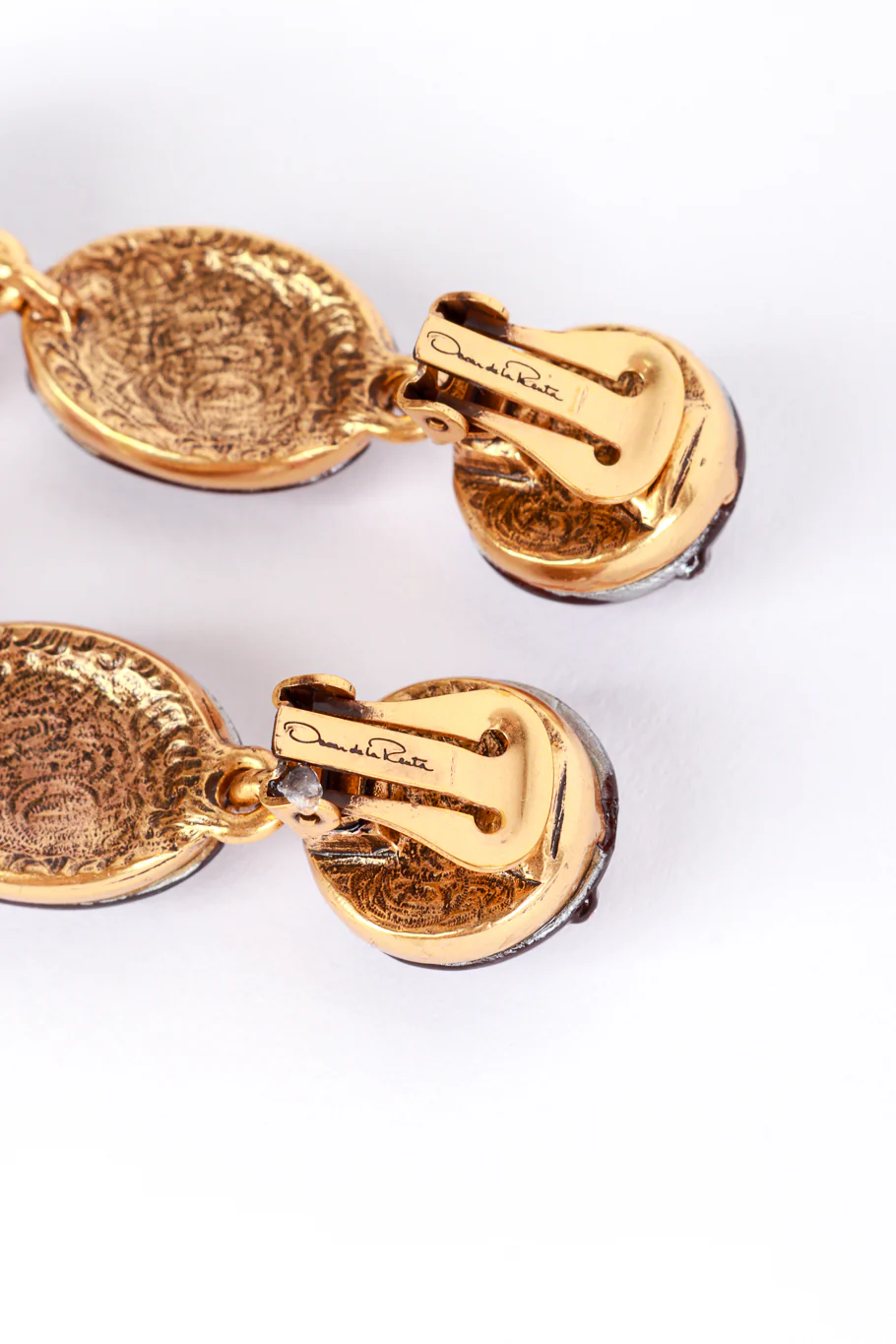 Crawling Crystal Cabochon Drop Earrings - Image 5