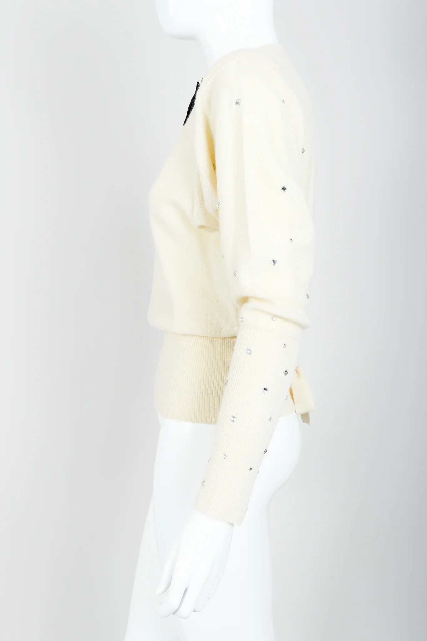 Cream Knit Bow Tie Sweater - Image 3