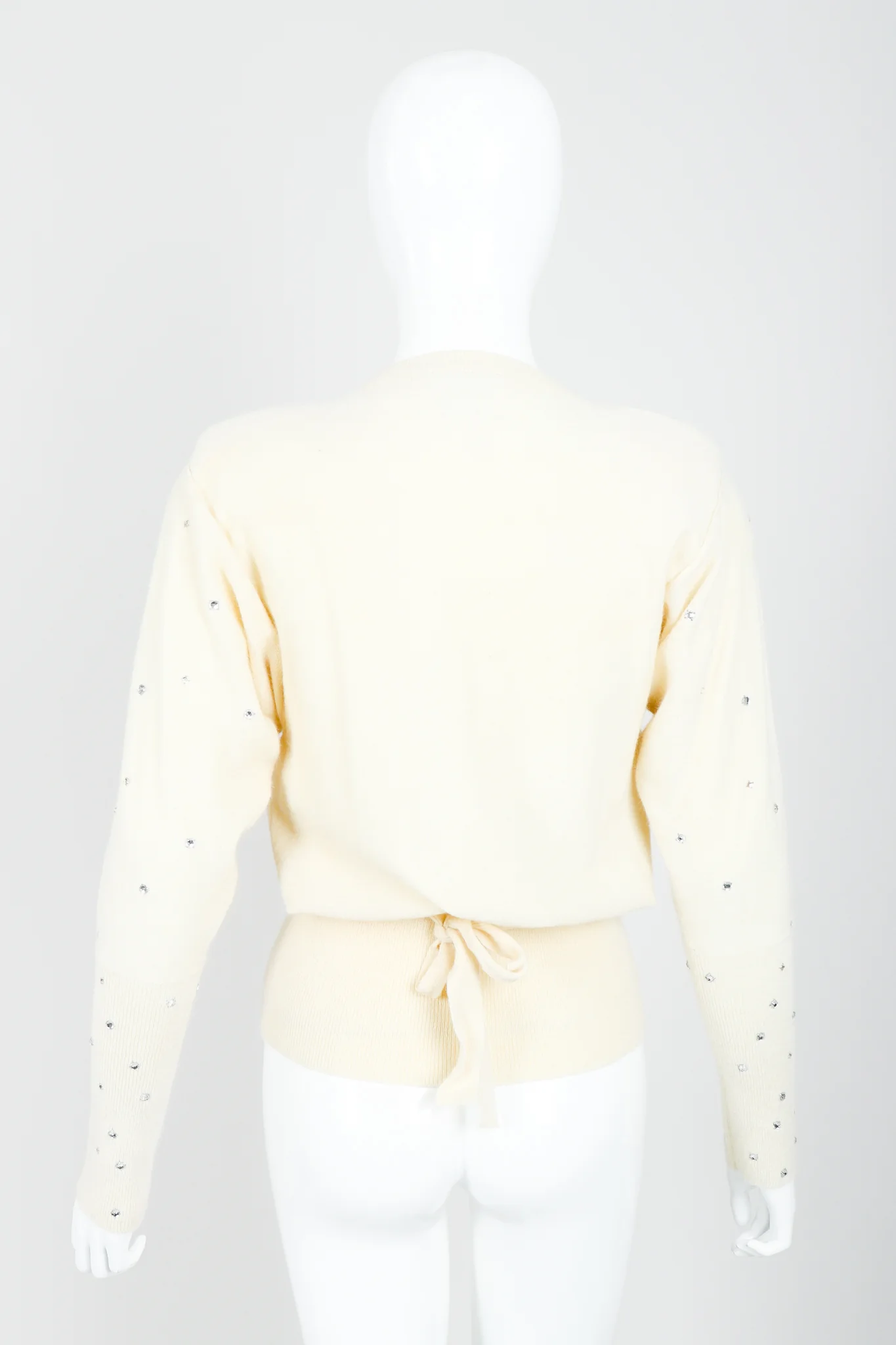 Cream Knit Bow Tie Sweater - Image 6