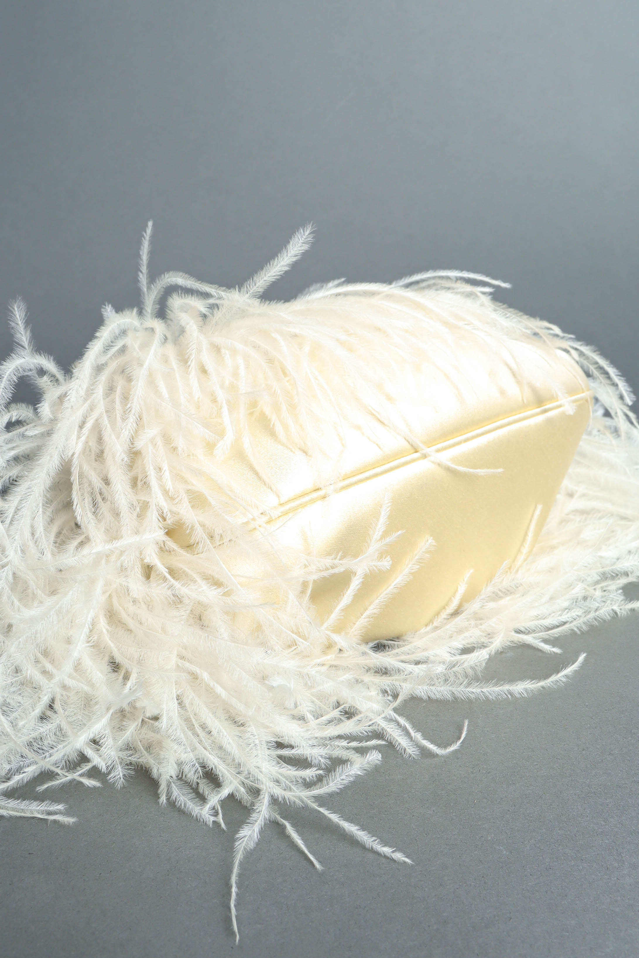 Creamy Ostrich Clutch Bag - Image 10