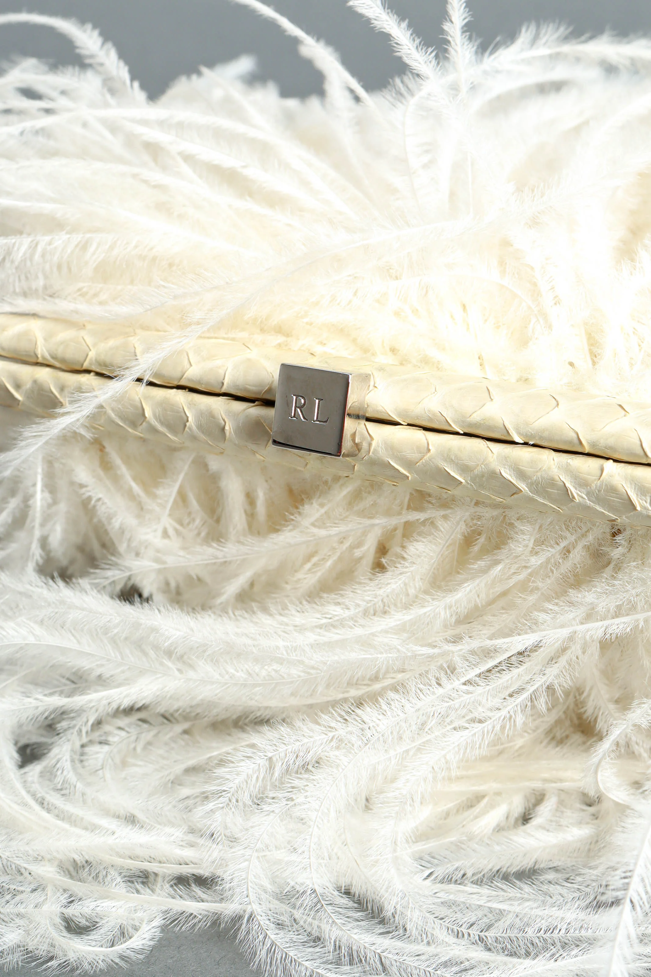 Creamy Ostrich Clutch Bag - Image 6