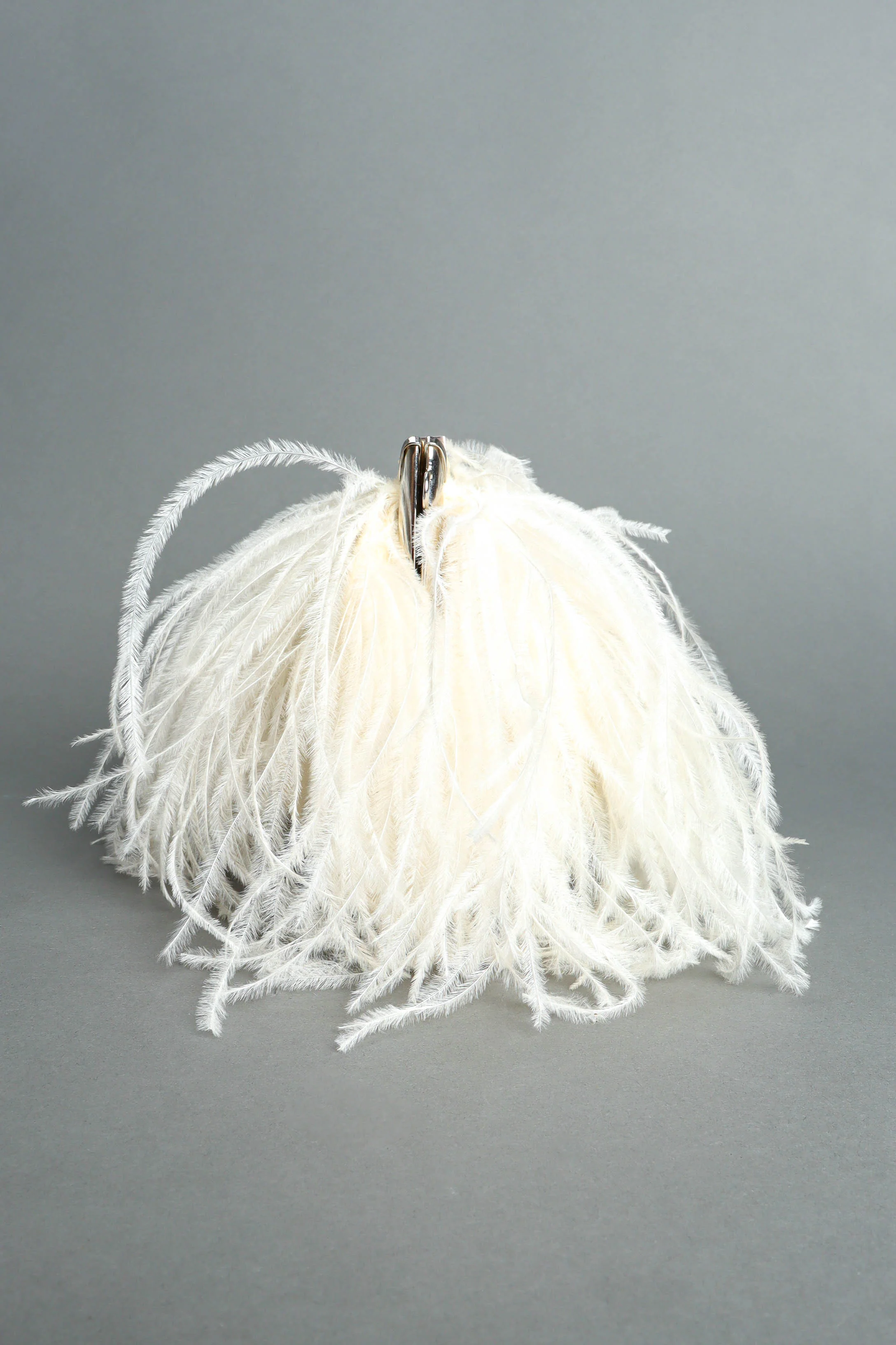 Creamy Ostrich Clutch Bag - Image 8